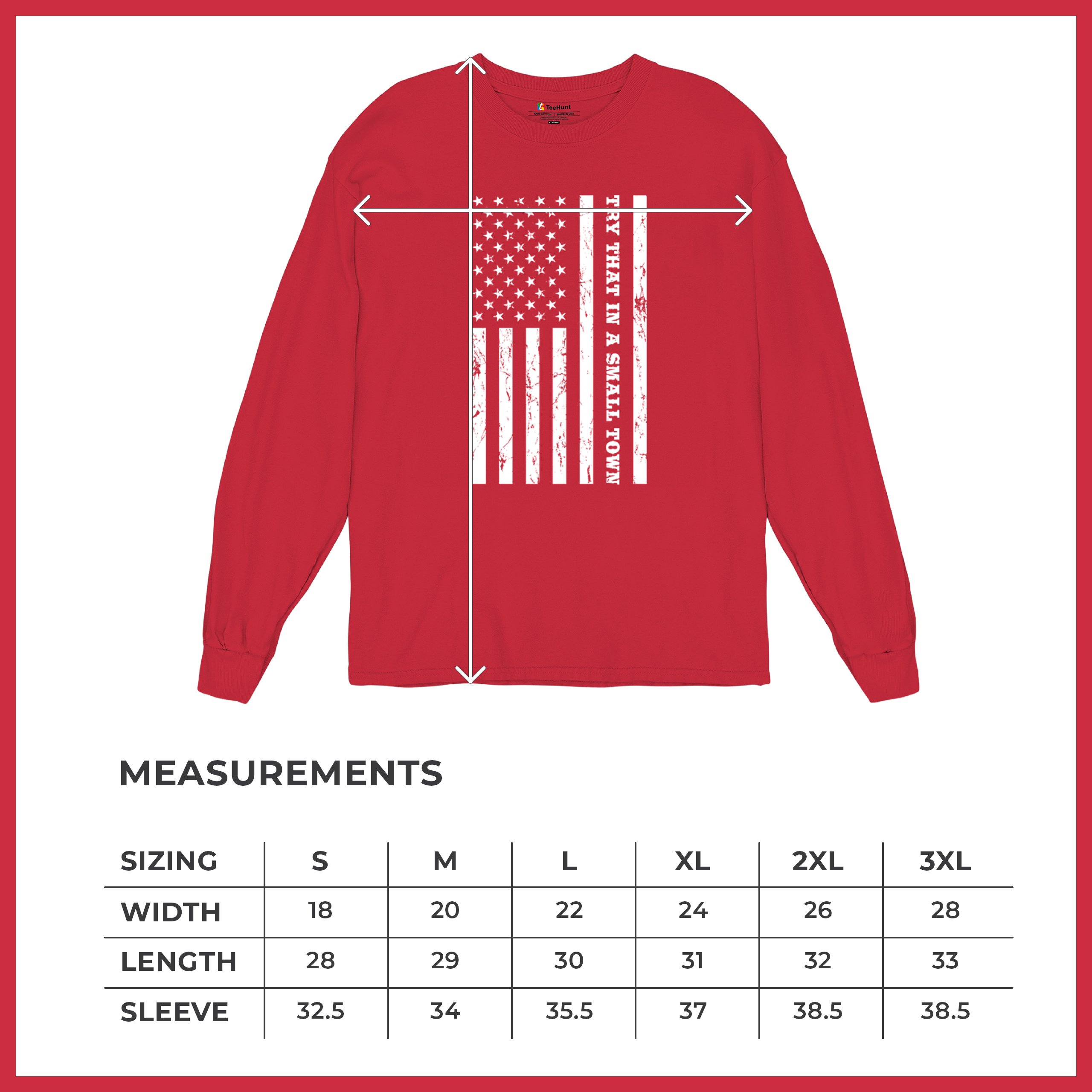 Try That In A Small Town Grunge American Flag Long Sleeve T-shirt Patriotic - Picture 29 of 71