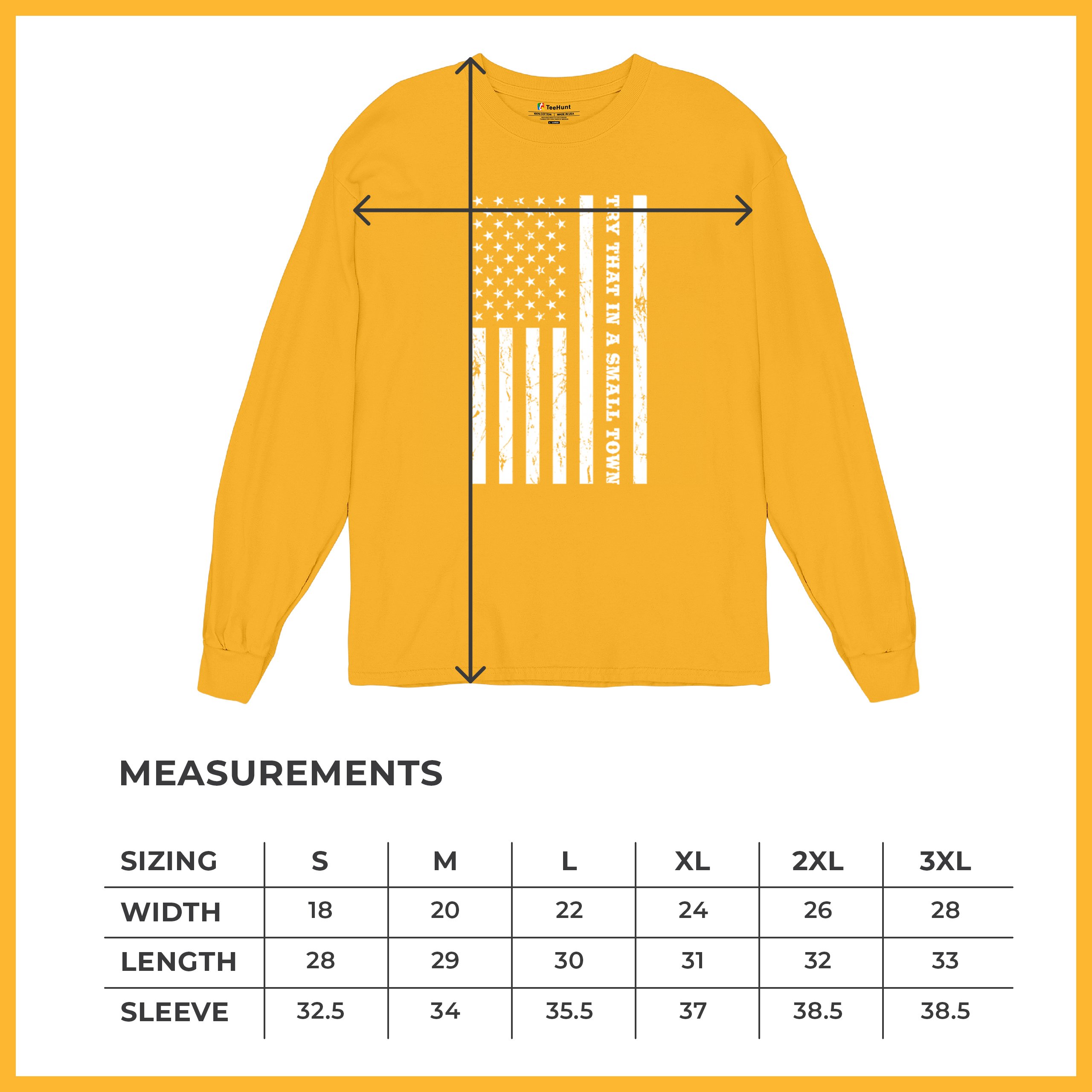 Try That In A Small Town Grunge American Flag Long Sleeve T-shirt Patriotic - Picture 64 of 71