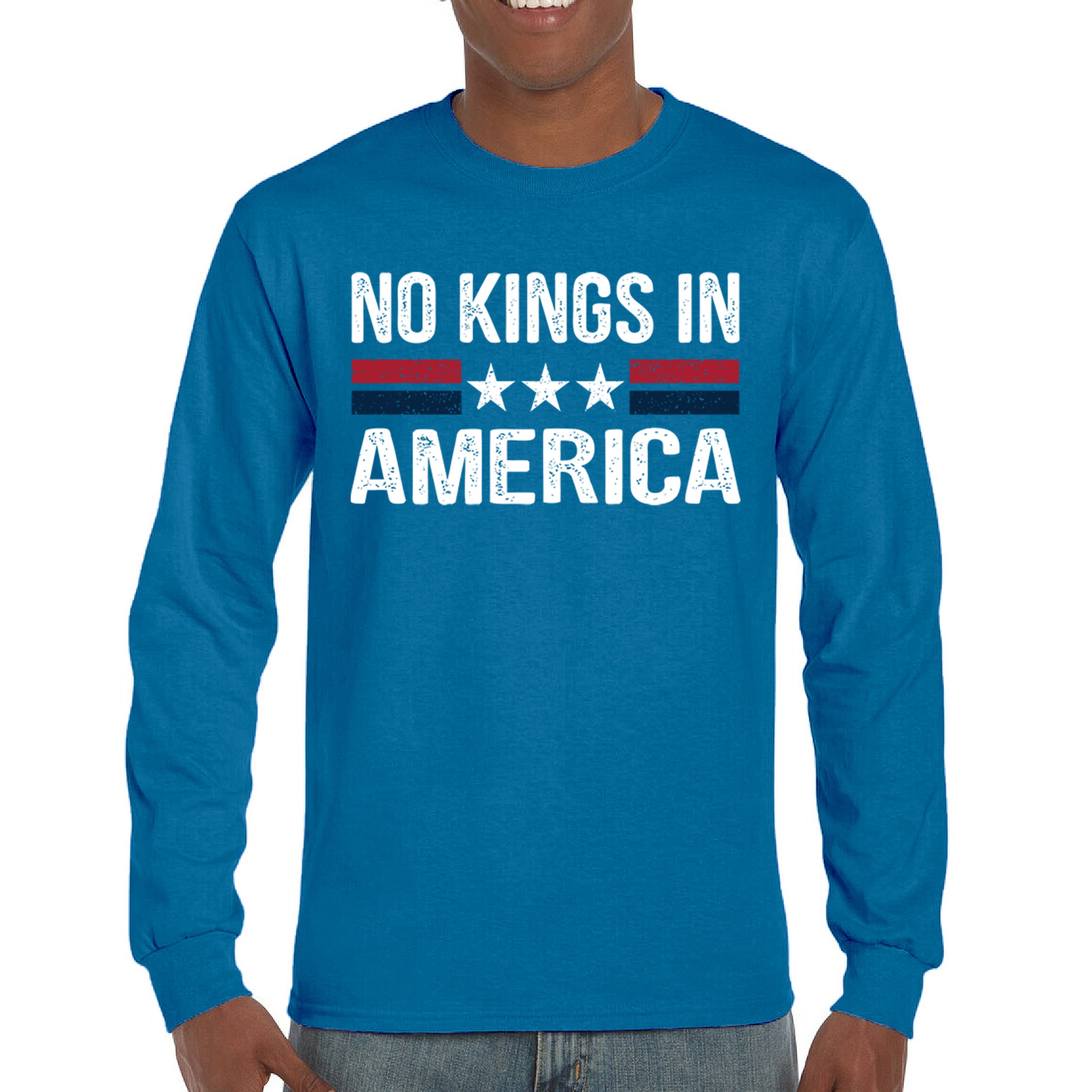 No Kings In America Long Sleeve T-shirt Liberal Anti-Trump Democratic Values