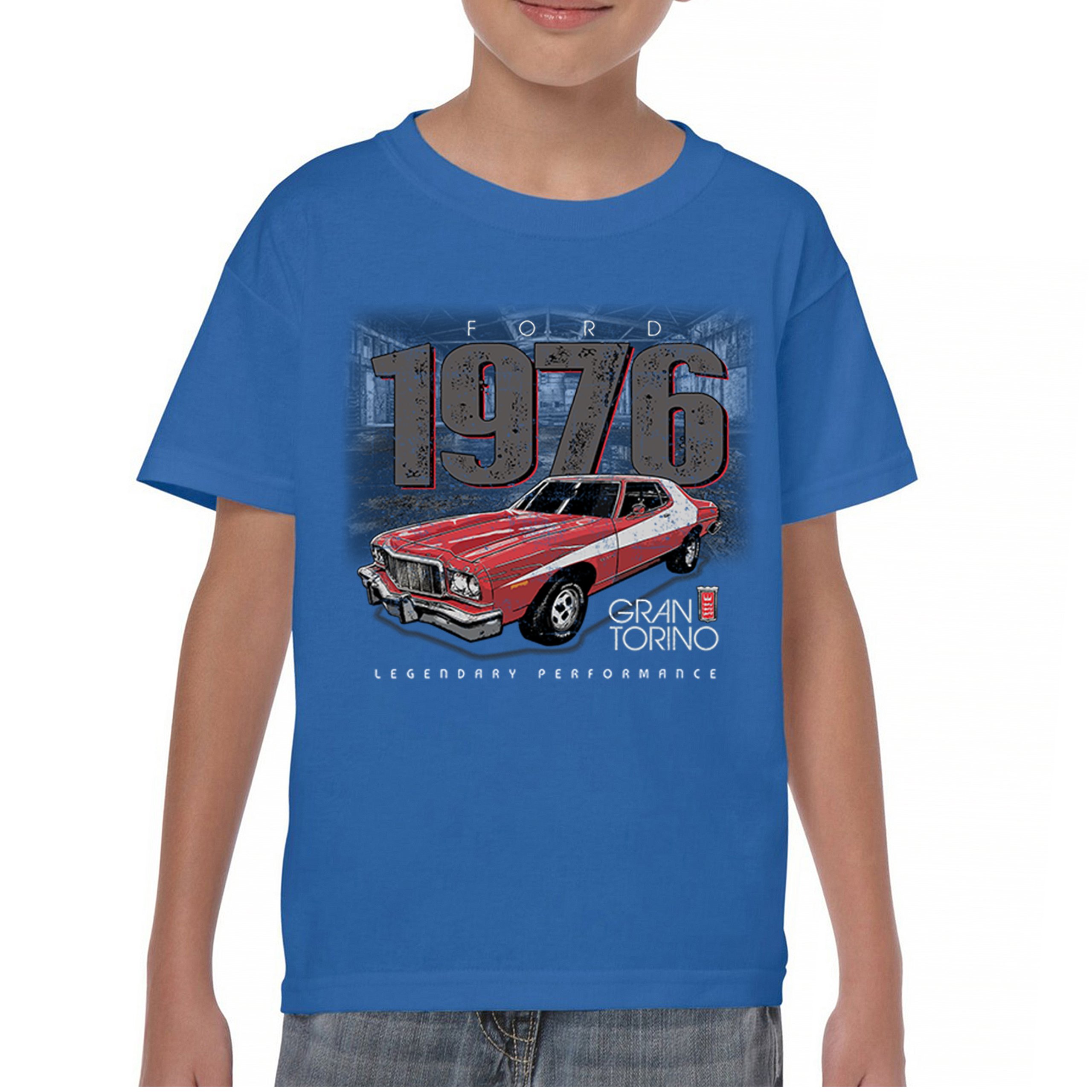 '76 Ford Gran Torino Crest Youth T-shirt Legendary Performance Muscle Car Kids - Picture 30 of 43