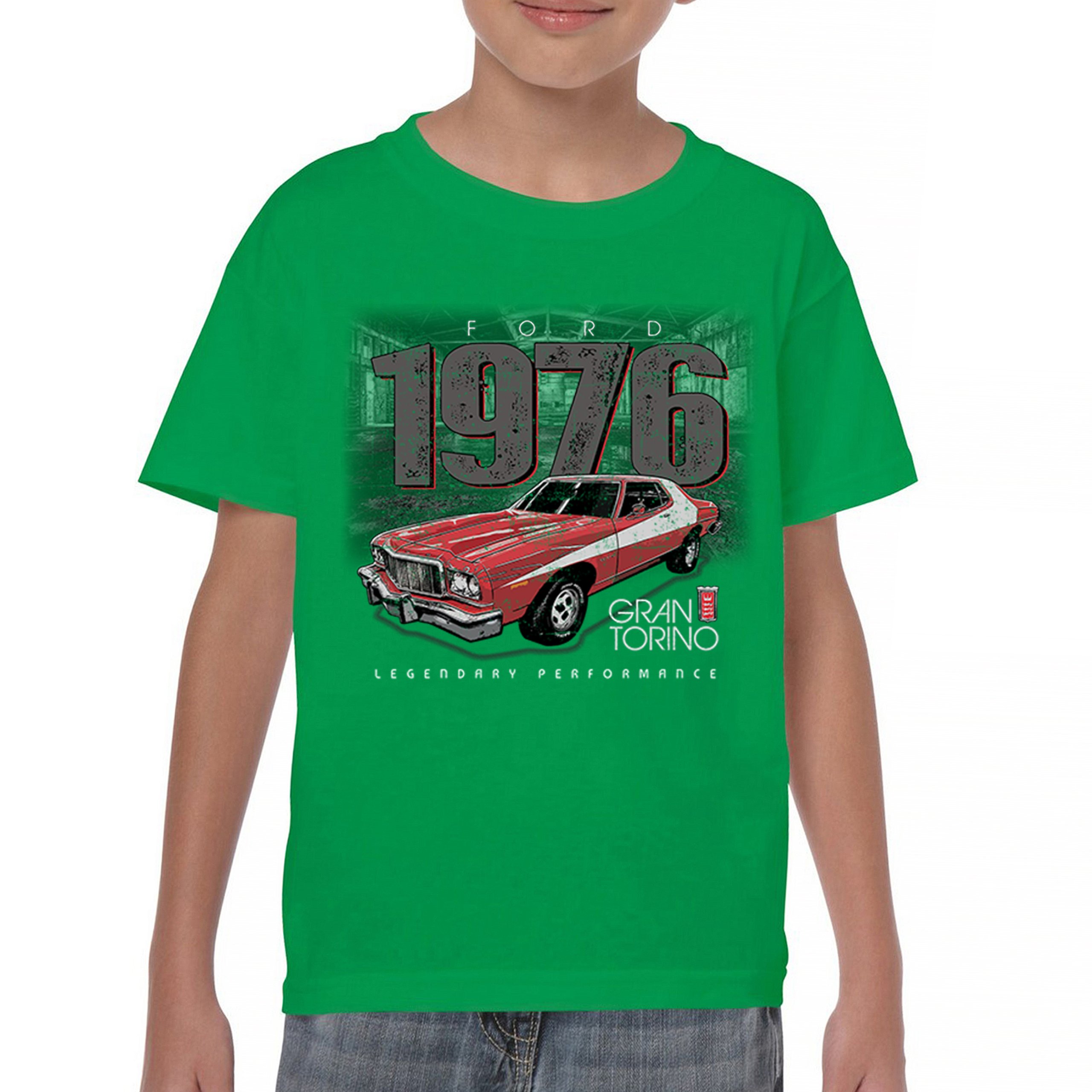 '76 Ford Gran Torino Crest Youth T-shirt Legendary Performance Muscle Car Kids - Picture 23 of 43