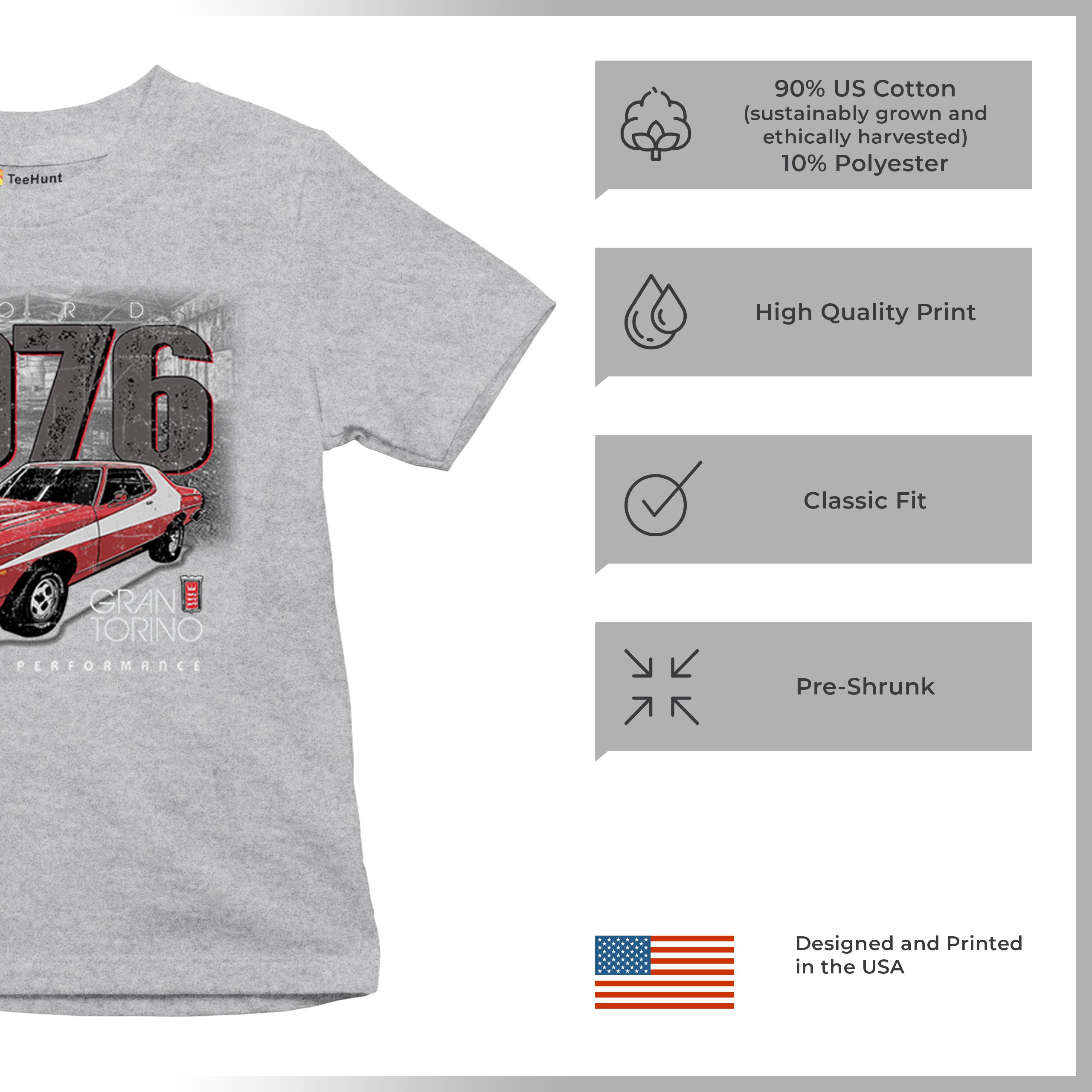 '76 Ford Gran Torino Crest Youth T-shirt Legendary Performance Muscle Car Kids - Picture 14 of 43
