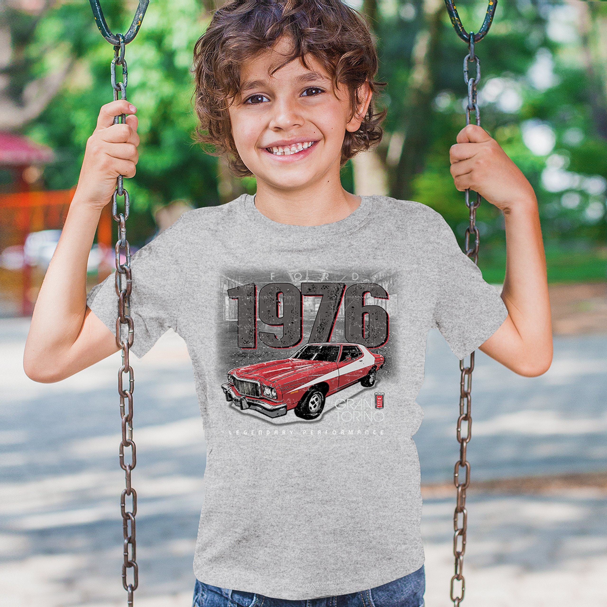 '76 Ford Gran Torino Crest Youth T-shirt Legendary Performance Muscle Car Kids - Picture 12 of 43