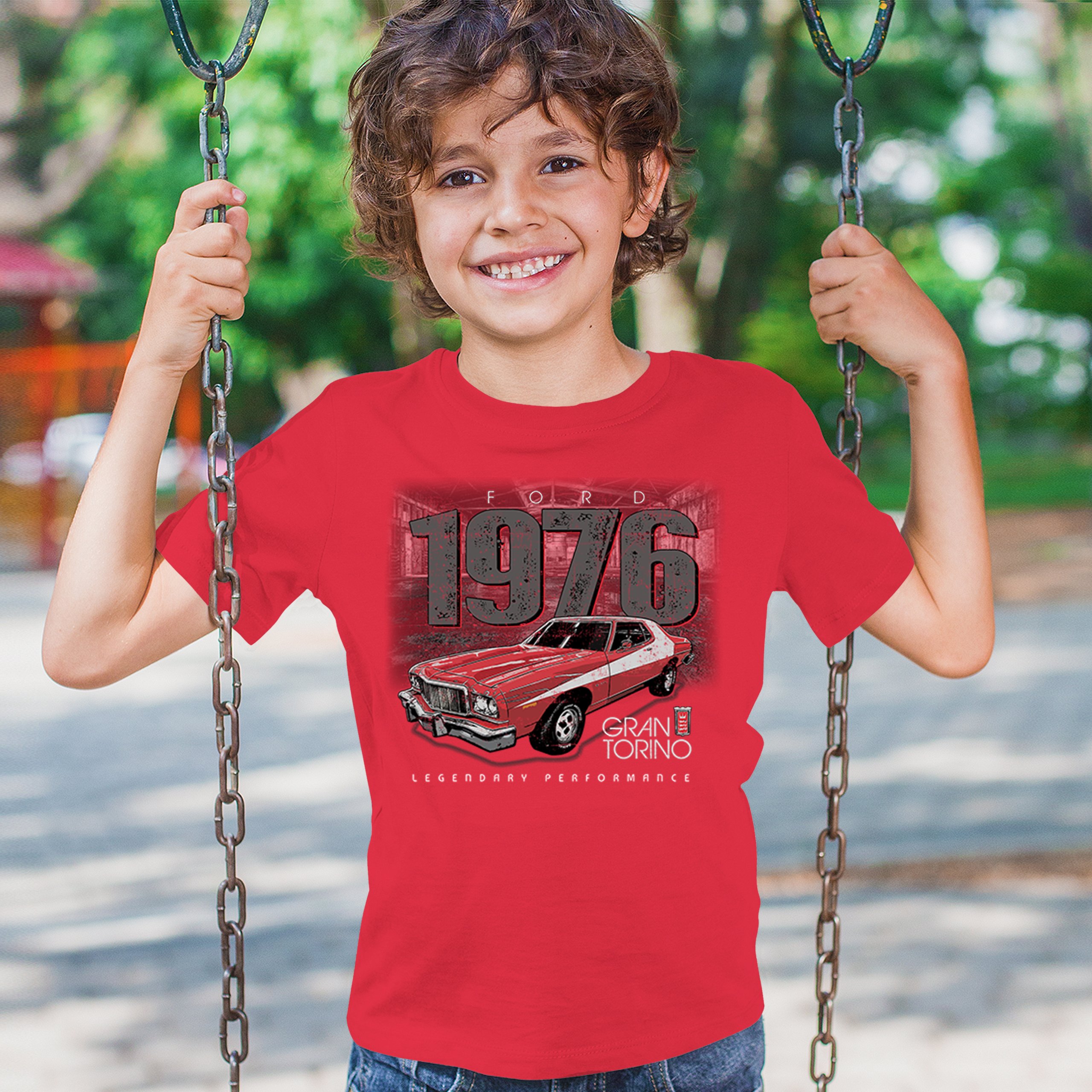 '76 Ford Gran Torino Crest Youth T-shirt Legendary Performance Muscle Car Kids - Picture 19 of 43