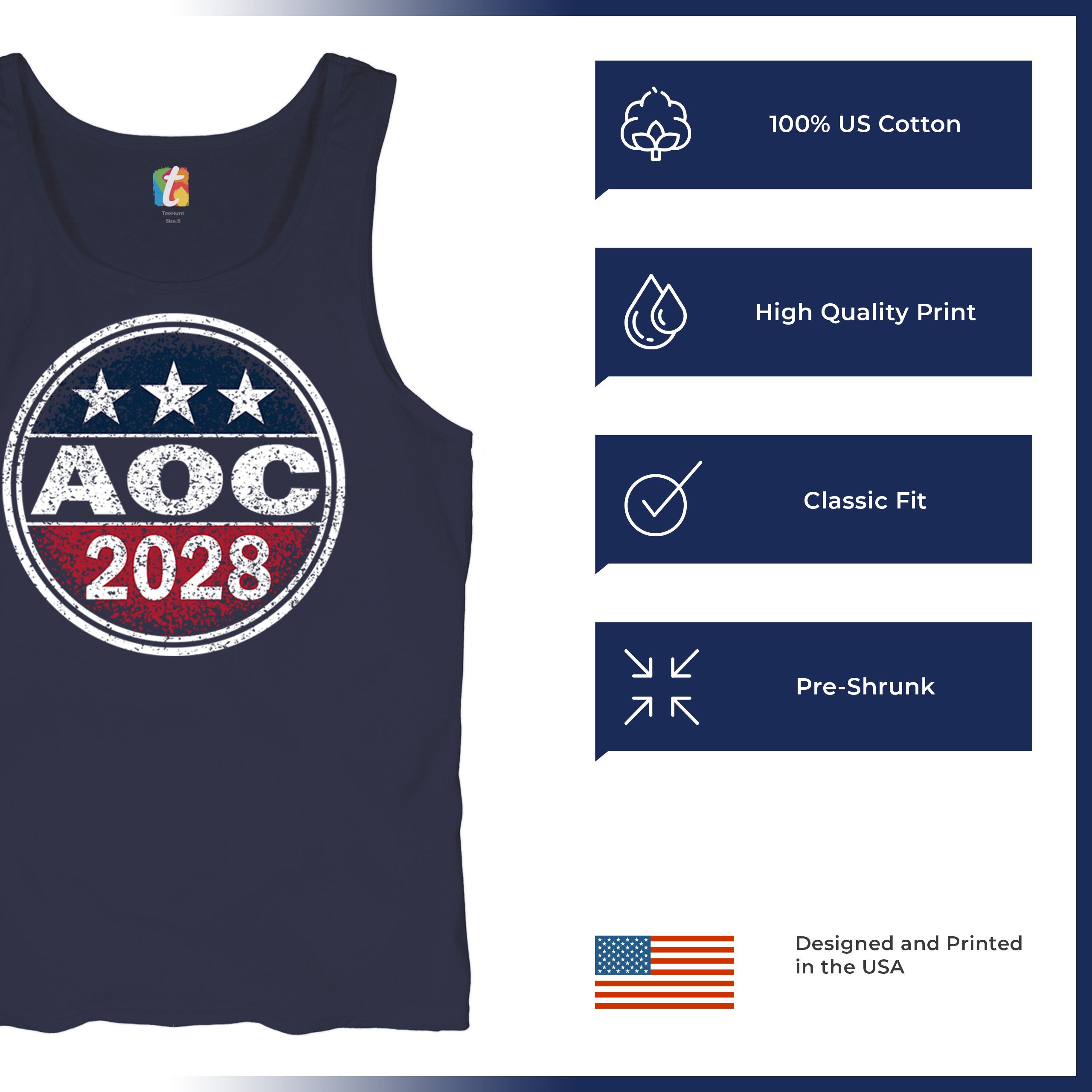 AOC 2028 for President Men's Tank Top Alexandria Ocasio-Cortez Democrat - 第 35/36 張圖片