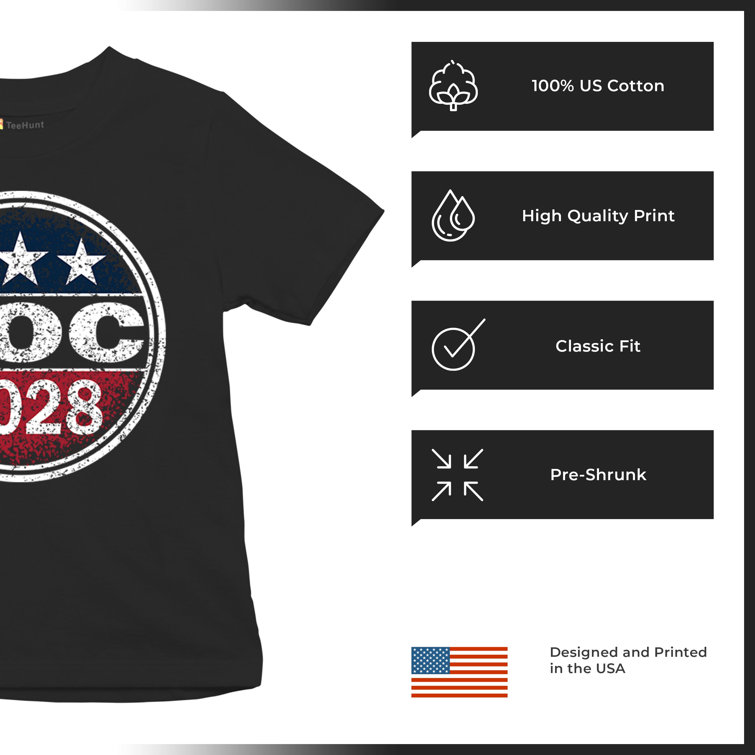 AOC 2028 for President Youth T-shirt Alexandria Ocasio-Cortez Democrat Kids - Picture 14 of 43