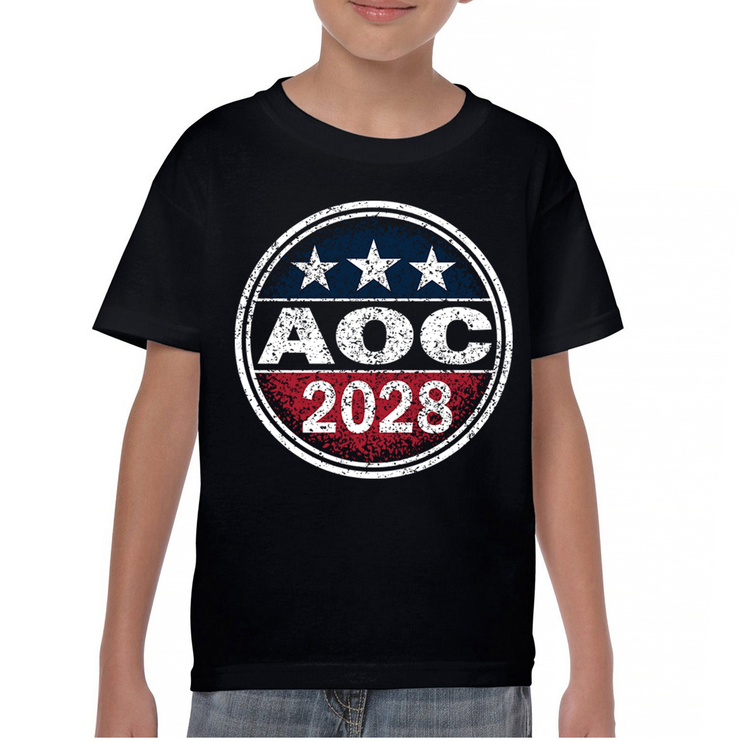 AOC 2028 for President Youth T-shirt Alexandria Ocasio-Cortez Democrat Kids - Picture 9 of 43