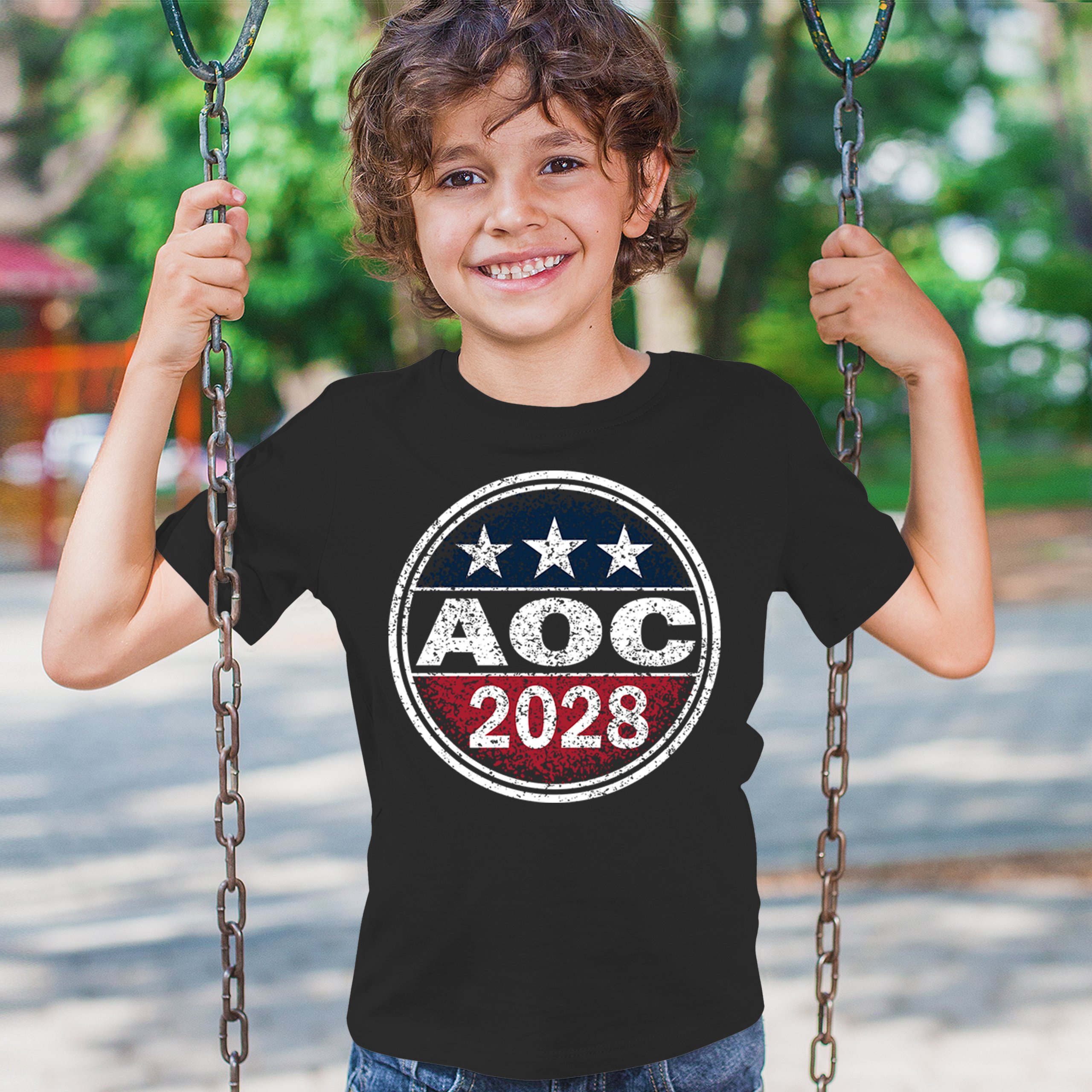 AOC 2028 for President Youth T-shirt Alexandria Ocasio-Cortez Democrat Kids - Picture 12 of 43