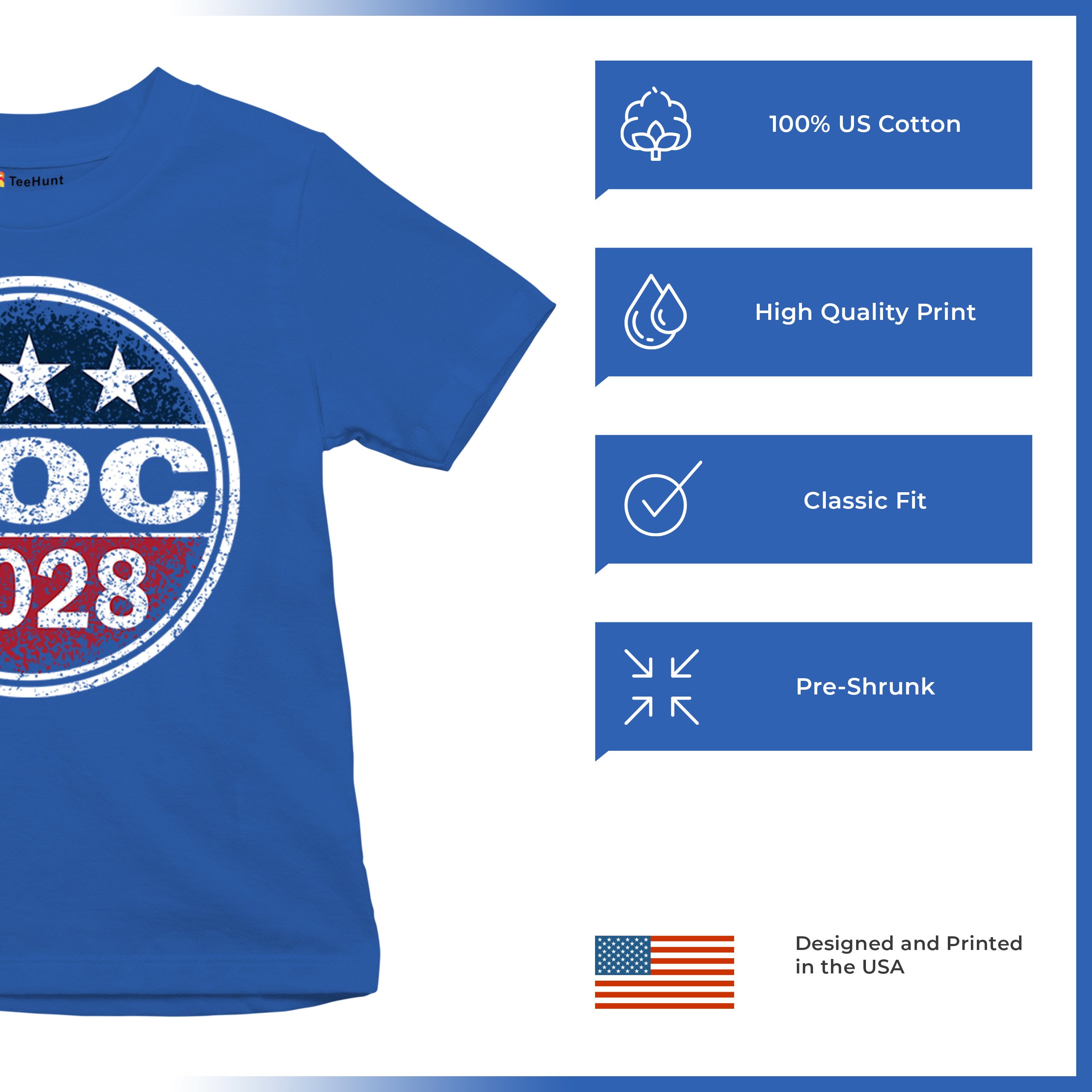 AOC 2028 for President Youth T-shirt Alexandria Ocasio-Cortez Democrat Kids - Picture 7 of 43
