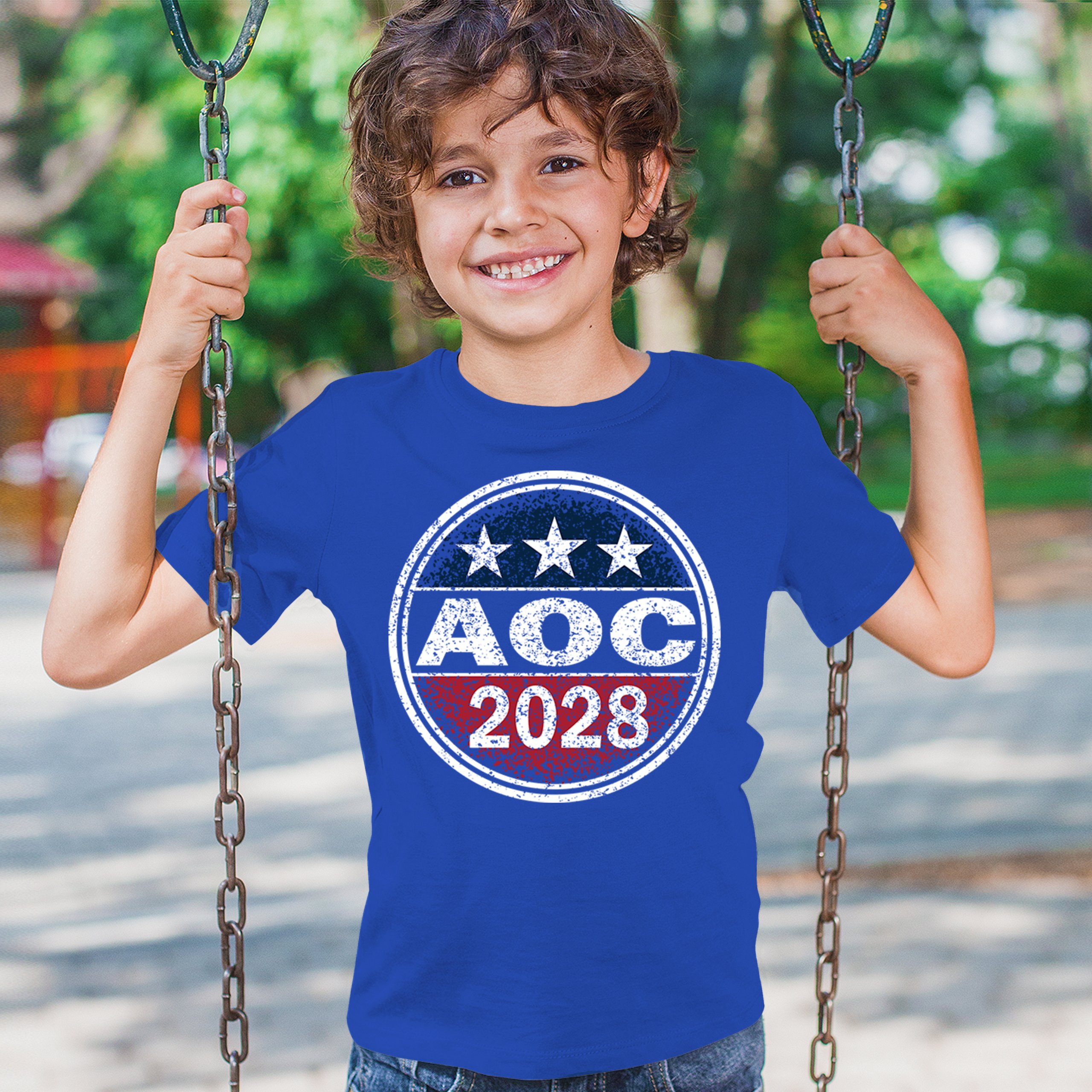 AOC 2028 for President Youth T-shirt Alexandria Ocasio-Cortez Democrat Kids - Picture 5 of 43