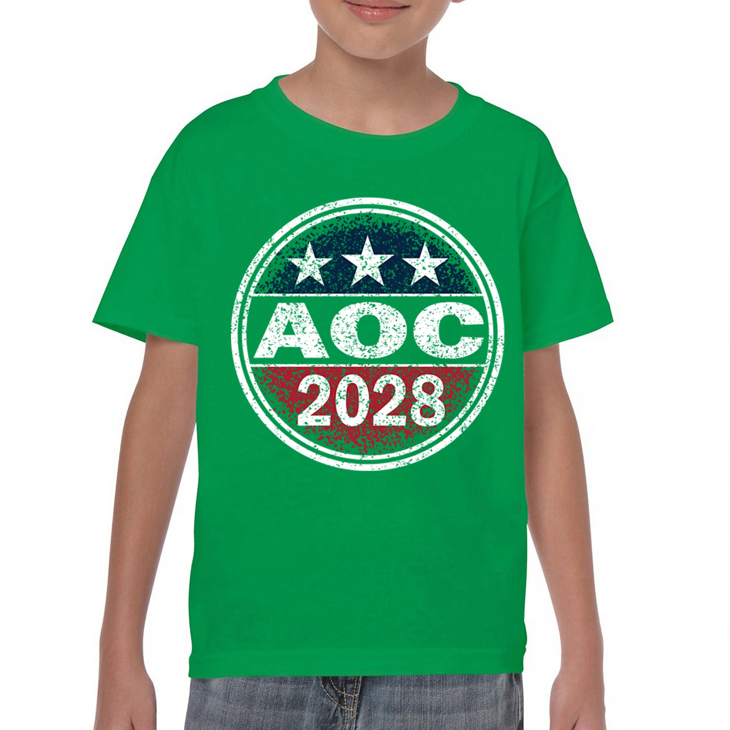 AOC 2028 for President Youth T-shirt Alexandria Ocasio-Cortez Democrat Kids - Picture 30 of 43