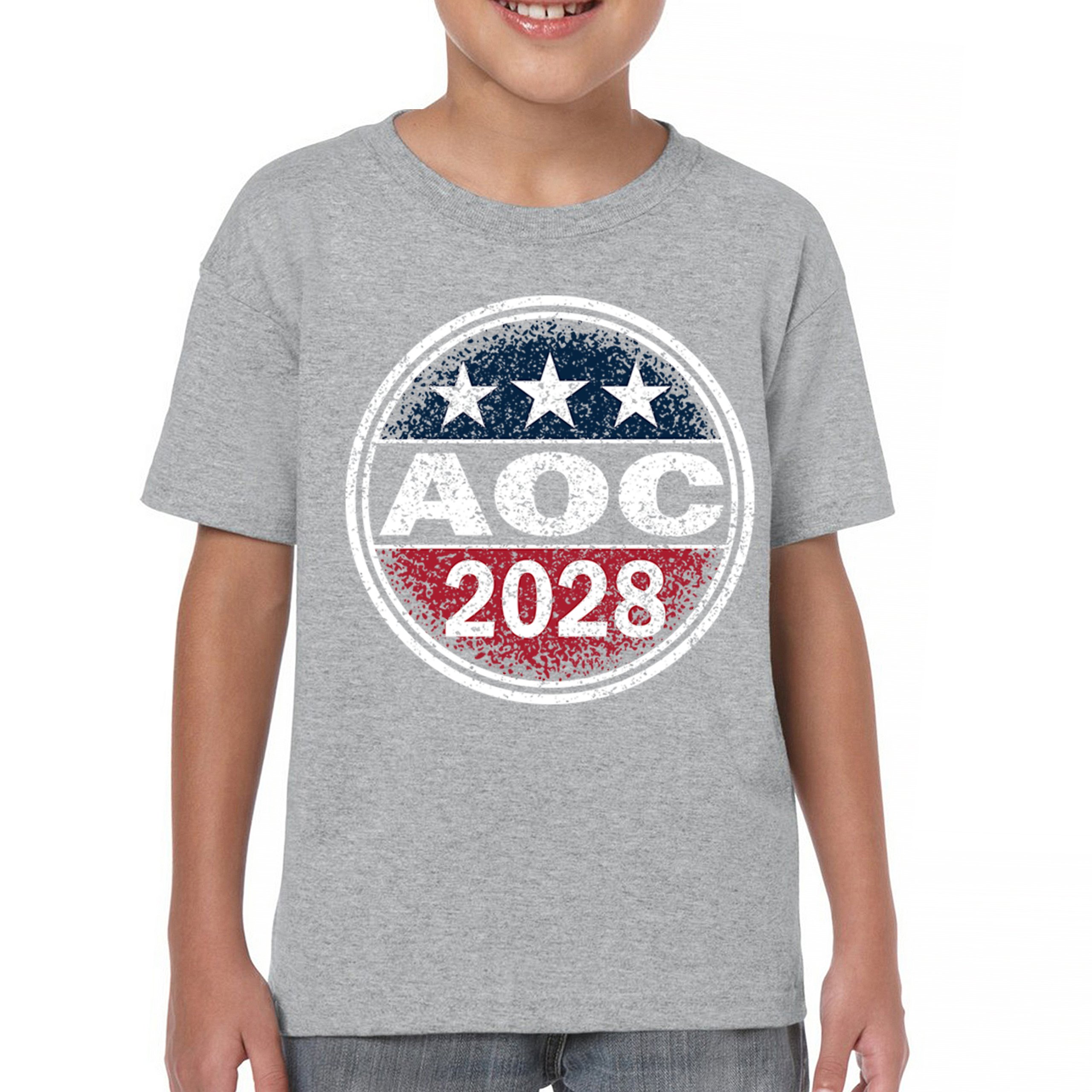AOC 2028 for President Youth T-shirt Alexandria Ocasio-Cortez Democrat Kids - Picture 16 of 43
