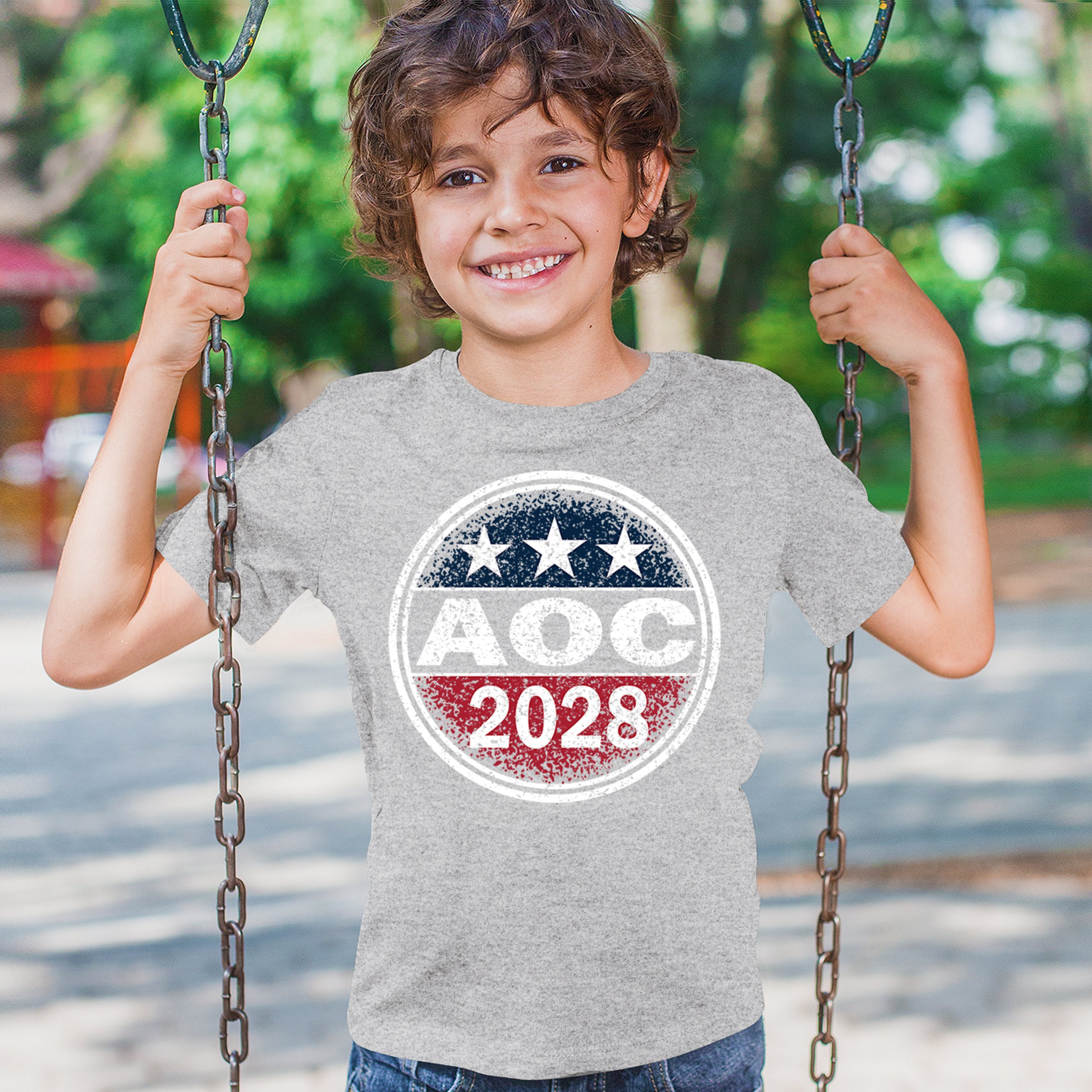 AOC 2028 for President Youth T-shirt Alexandria Ocasio-Cortez Democrat Kids - Picture 19 of 43