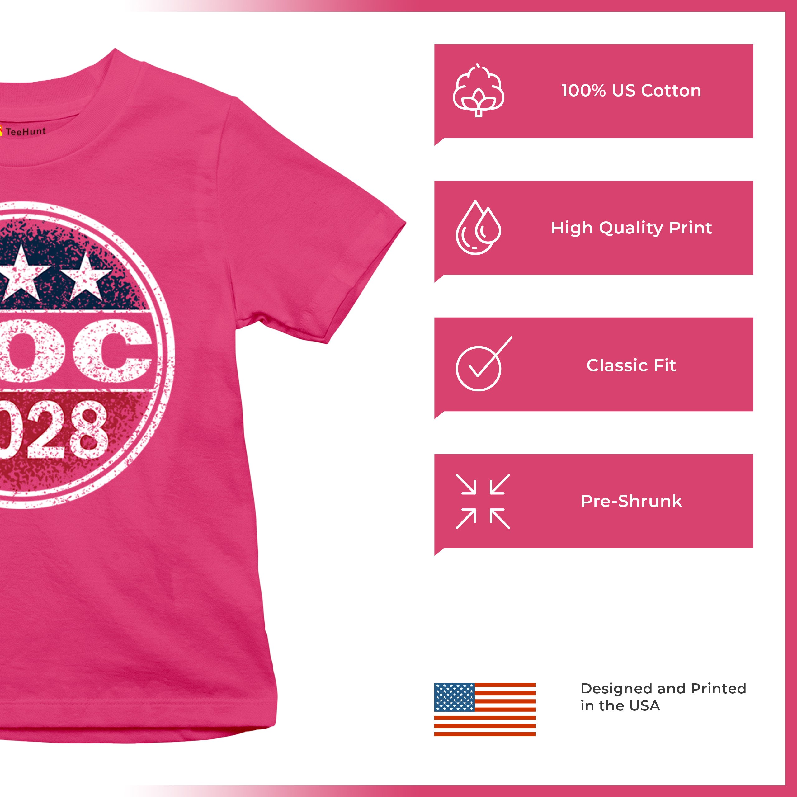 AOC 2028 for President Youth T-shirt Alexandria Ocasio-Cortez Democrat Kids - Picture 42 of 43