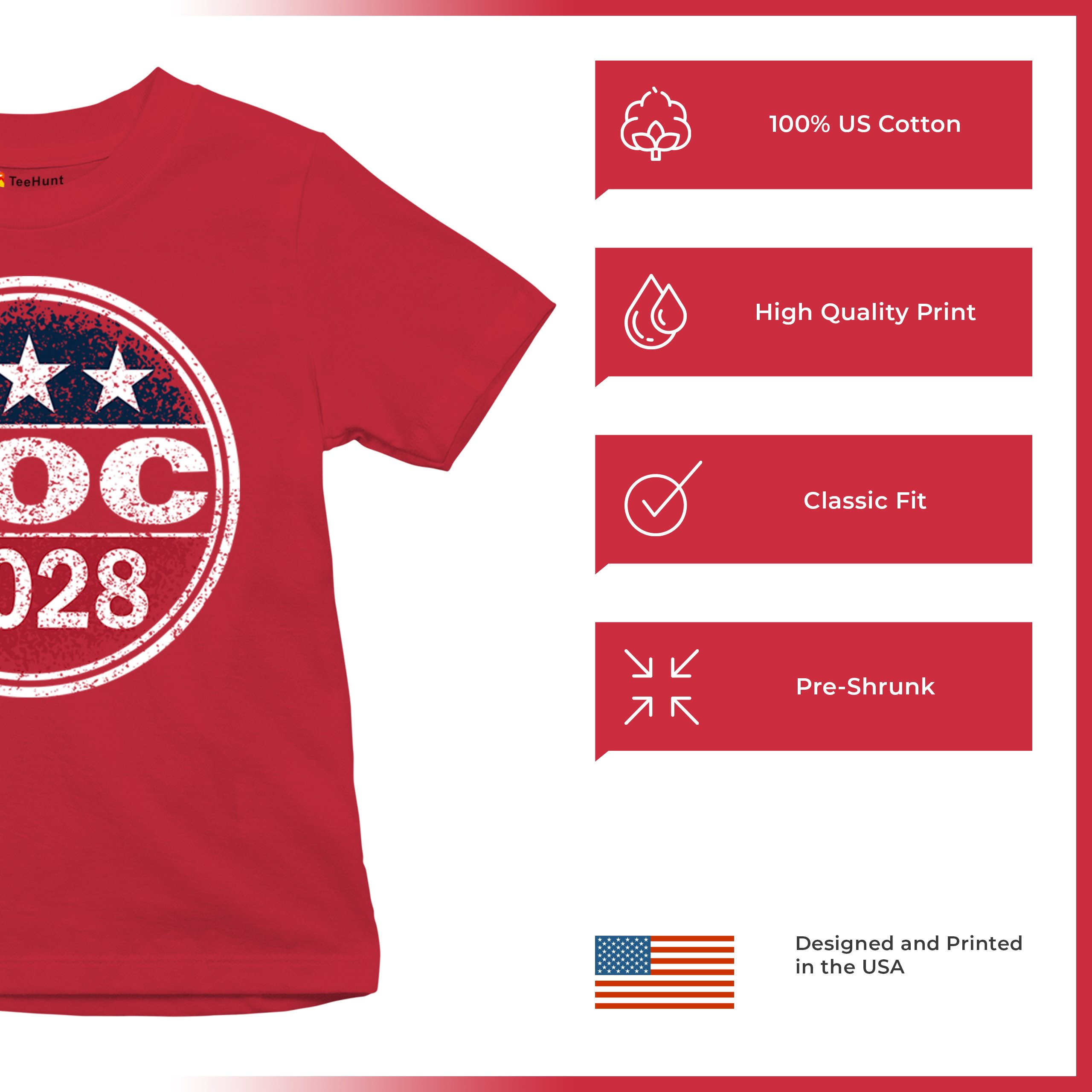 AOC 2028 for President Youth T-shirt Alexandria Ocasio-Cortez Democrat Kids - Picture 28 of 43