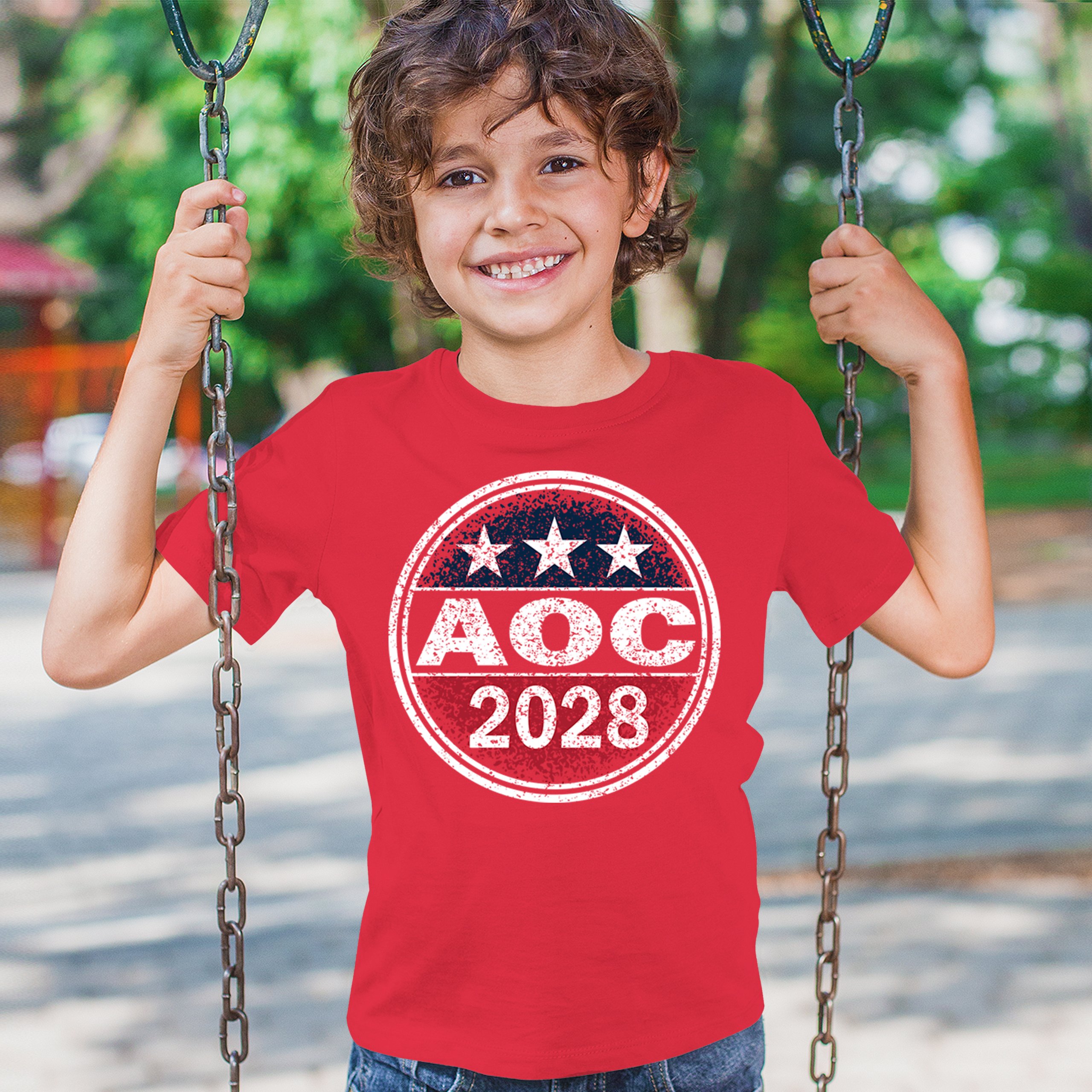 AOC 2028 for President Youth T-shirt Alexandria Ocasio-Cortez Democrat Kids - Picture 26 of 43