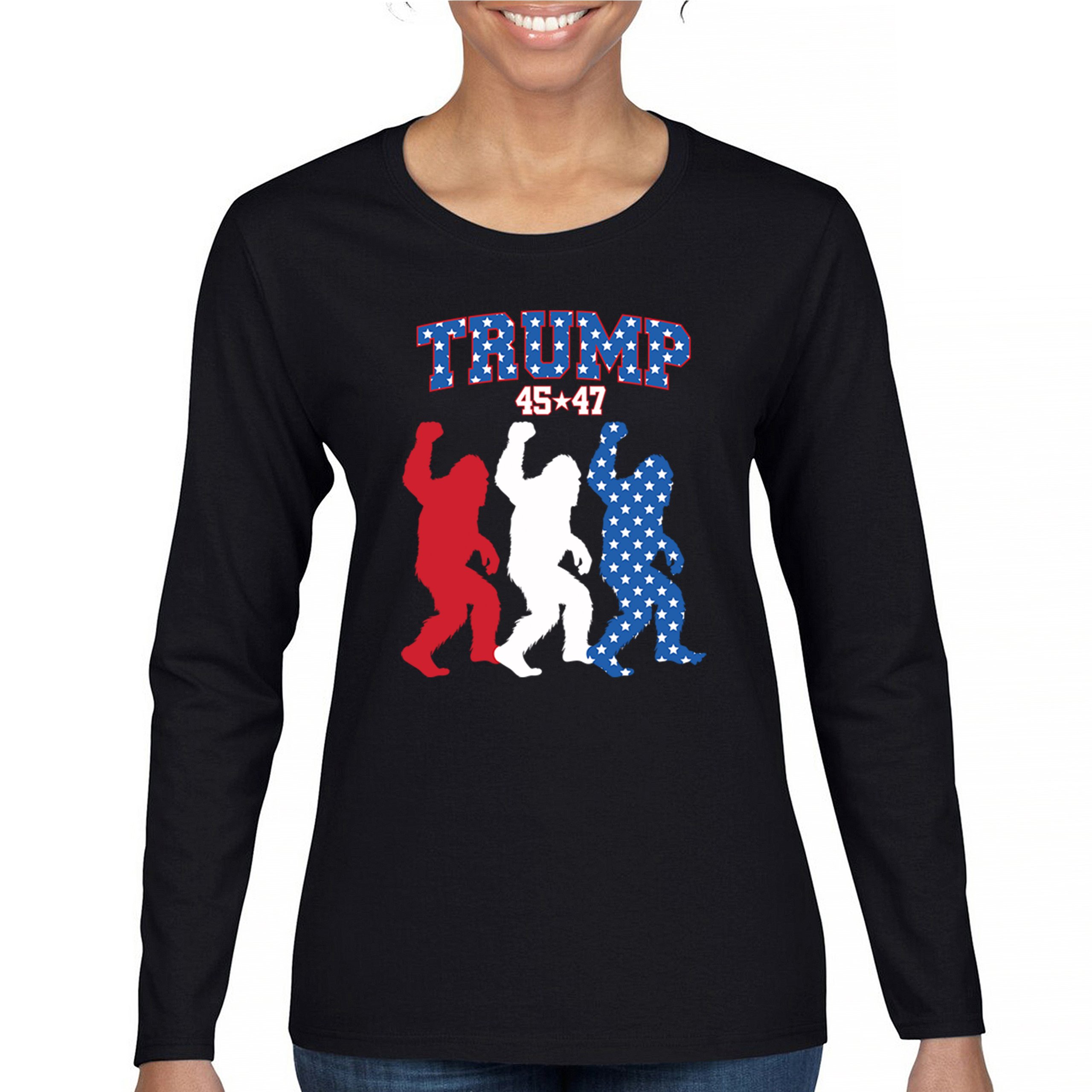 トップス 29 Bigfoot for Trump 2024 Women's Long Sleeve T-shirt 47 President