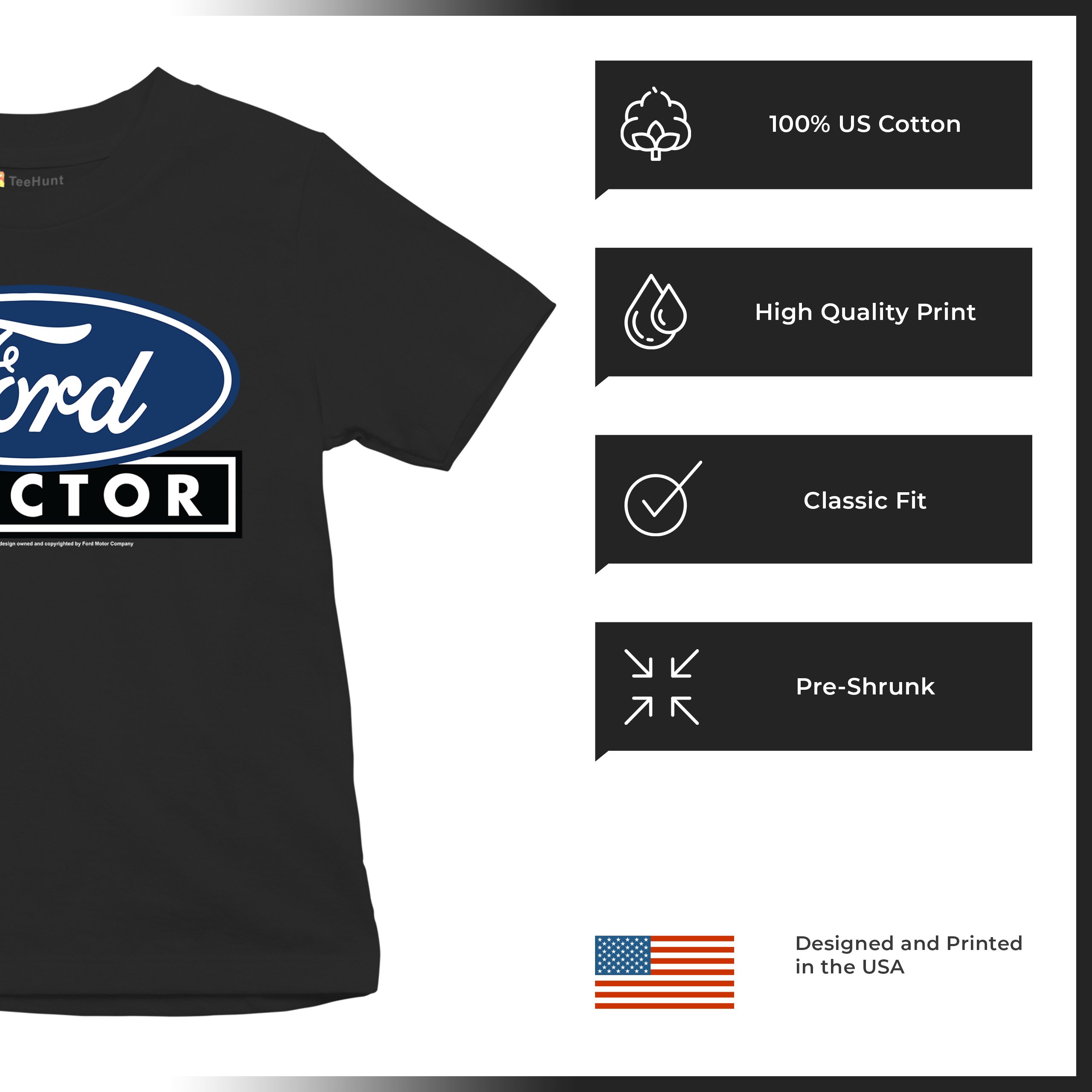 Ford Tractor Logo Blue Youth T-shirt Vintage Farm Rustic Classic Retro Kids - Picture 7 of 50