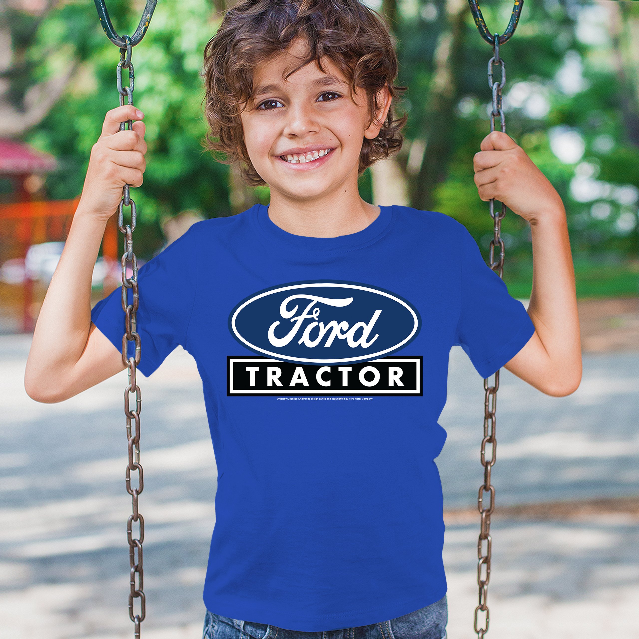 Ford Tractor Logo Blue Youth T-shirt Vintage Farm Rustic Classic Retro Kids - Picture 40 of 50