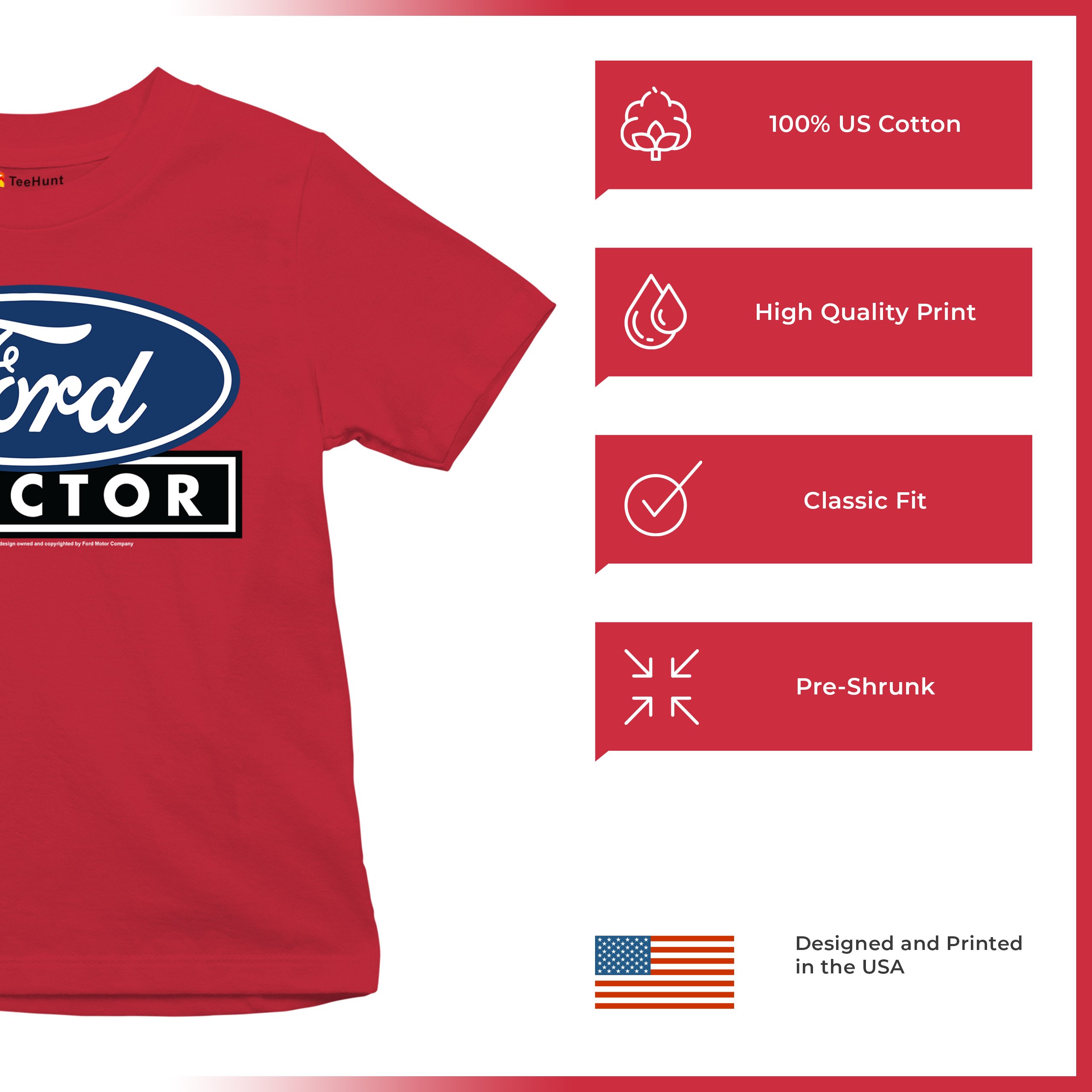 Ford Tractor Logo Blue Youth T-shirt Vintage Farm Rustic Classic Retro Kids - Picture 21 of 50