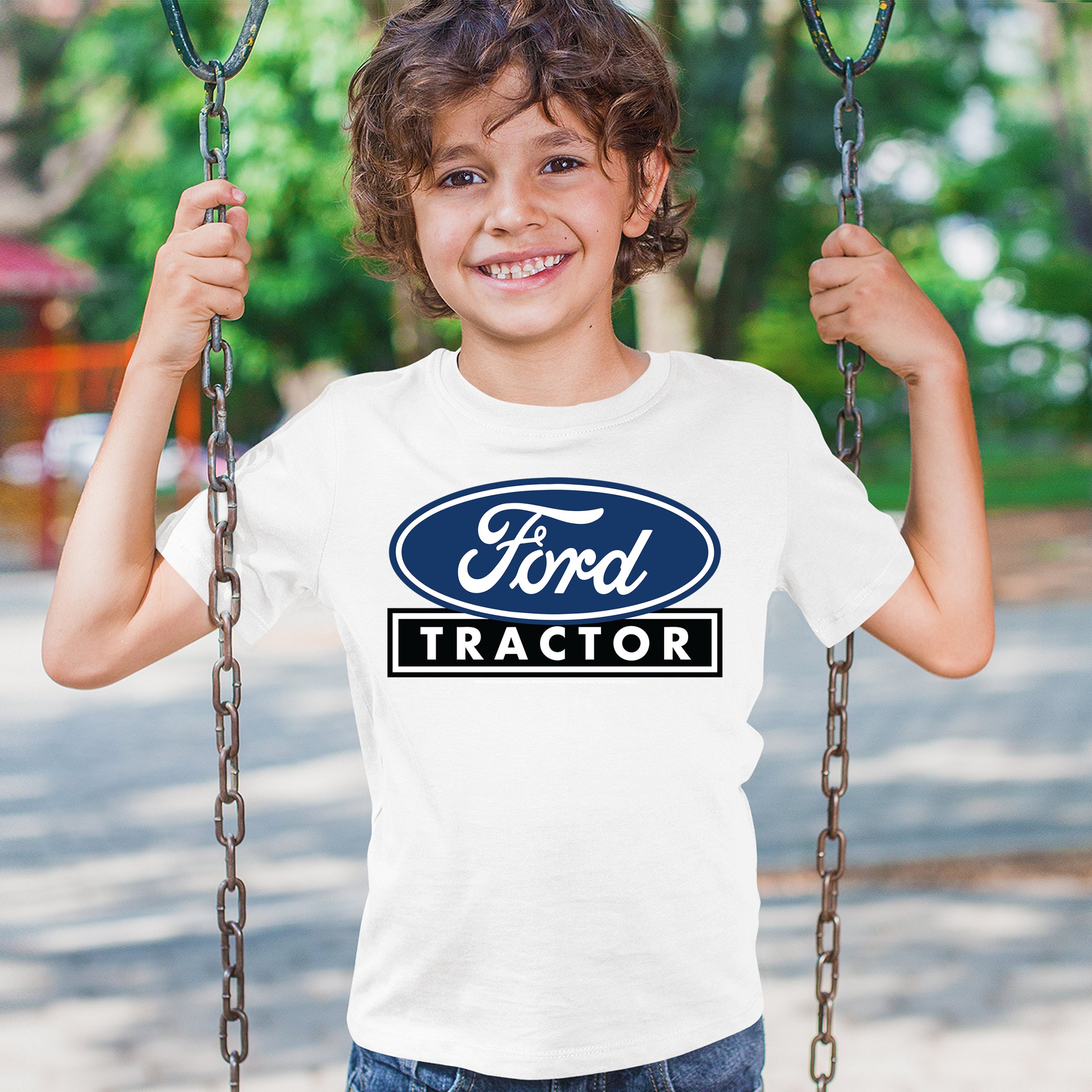 Ford Tractor Logo Blue Youth T-shirt Vintage Farm Rustic Classic Retro Kids - Picture 26 of 50