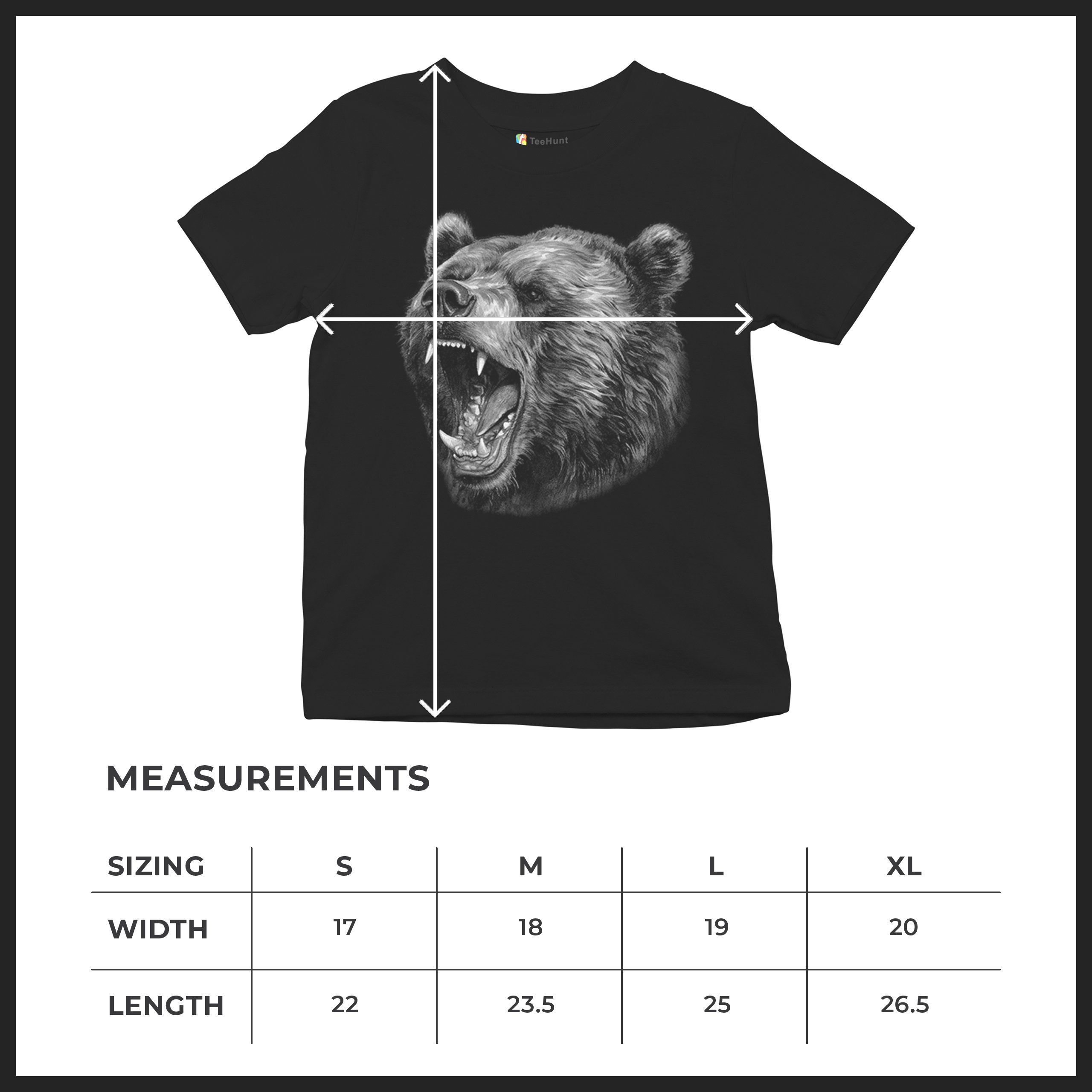 Roaring Grizzly Bear Youth T-shirt Animal Fierce Nature Wildlife Forest Kids - Picture 8 of 8