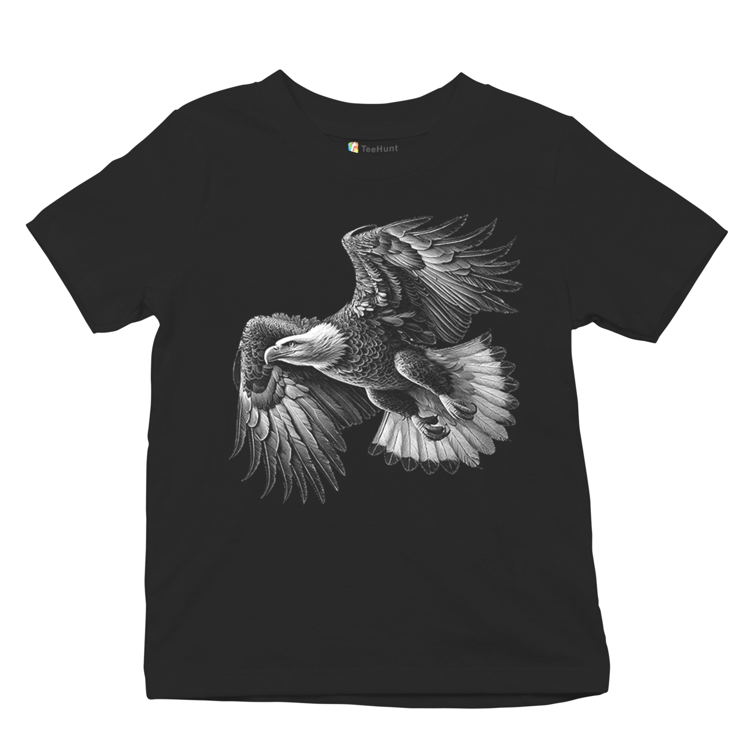 Flying Eagle Portrait Youth T-shirt Soaring Bird Wings Wildlife Nature Kids - Picture 6 of 8