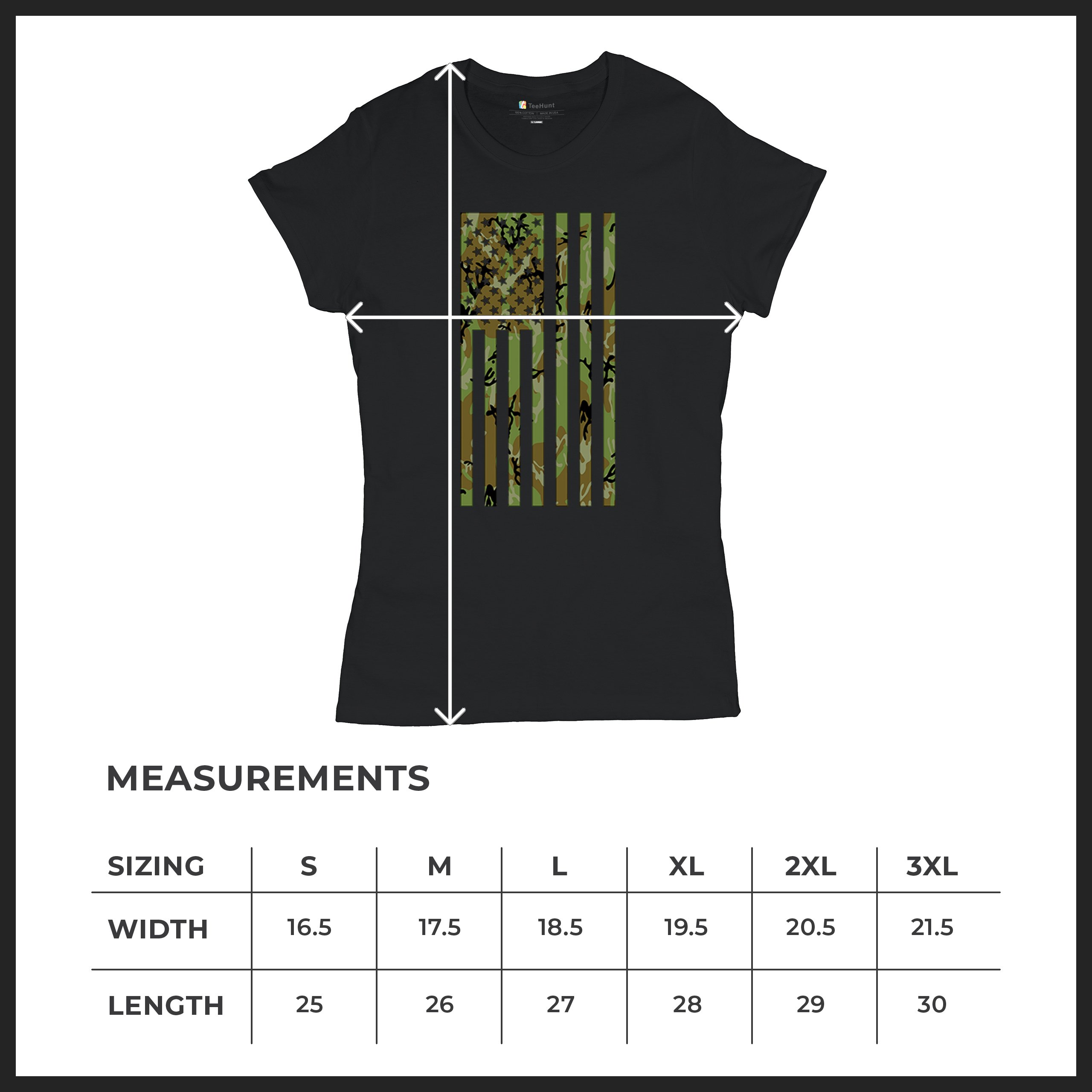 Camo American Flag T-Shirt US Military Proud Army Veteran Patriotic Women's Tee - 第 8/50 張圖片