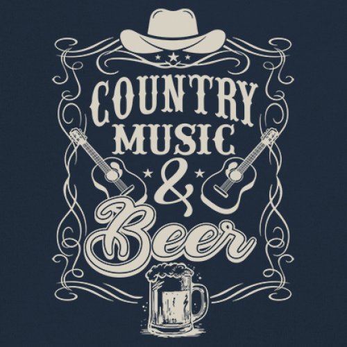 Country Music And Beer Sweatshirt Western Guitar Foamy Beer Mug Humor Crewneck - Picture 25 of 43