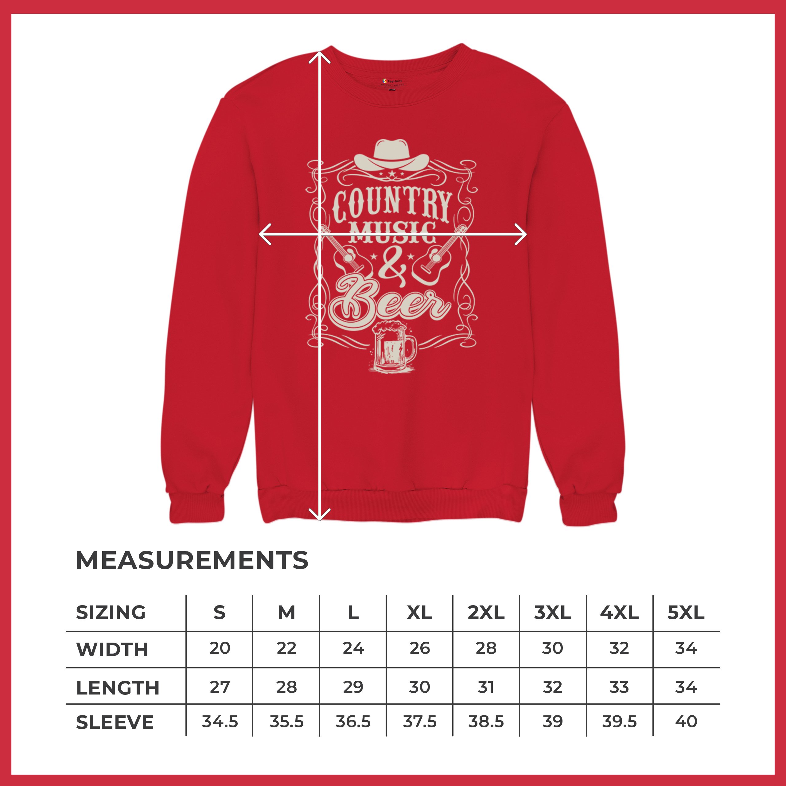 Country Music And Beer Sweatshirt Western Guitar Foamy Beer Mug Humor Crewneck - Picture 22 of 43