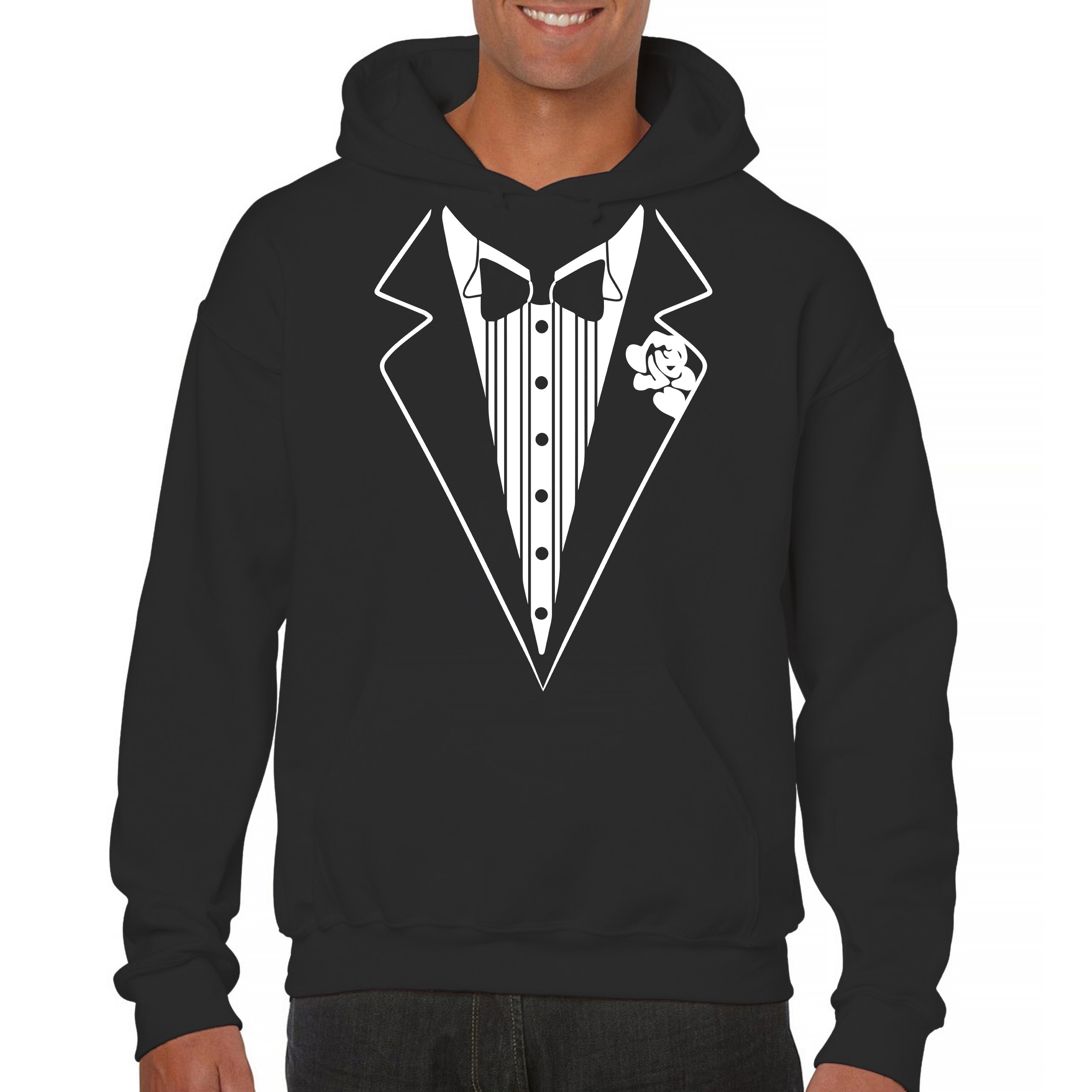 Tuxedo Sweatshirt Funny Wedding Prom Bachelor Party Hoodie Groom Gift Costume