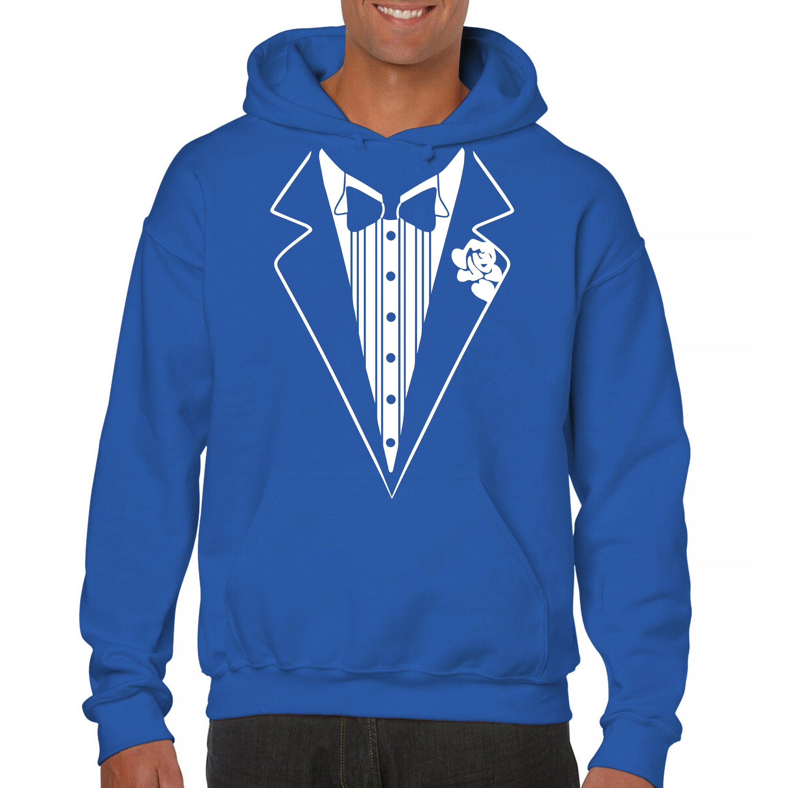 Tuxedo Sweatshirt Funny Wedding Prom Bachelor Party Hoodie Groom Gift Costume