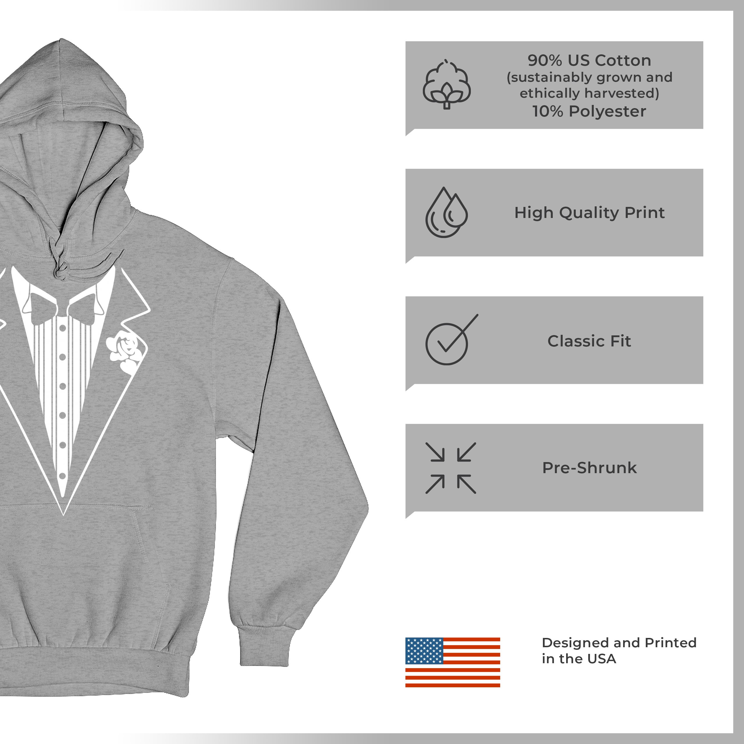 Tuxedo Sweatshirt Funny Wedding Prom Bachelor Party Hoodie Groom Gift Costume