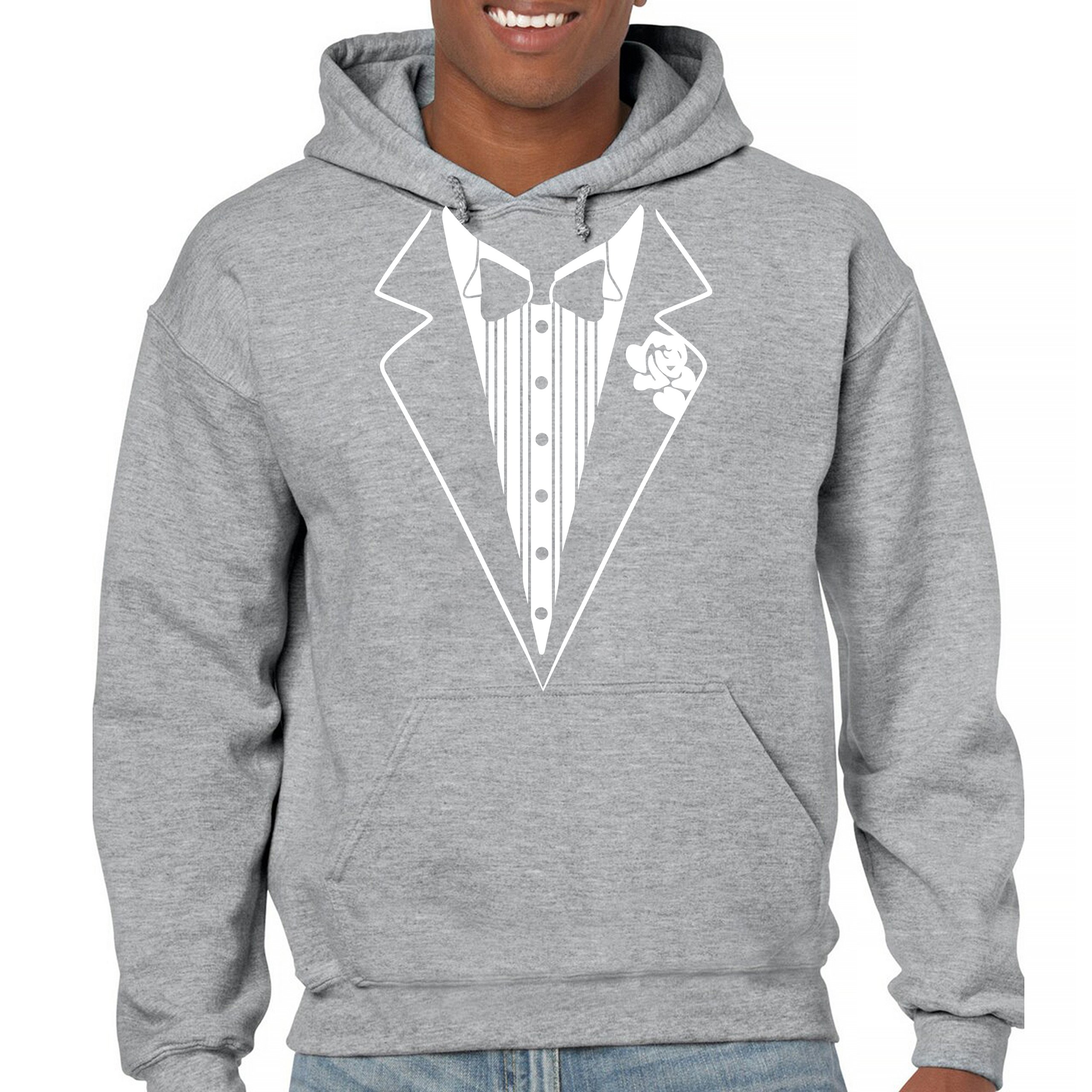 Tuxedo Sweatshirt Funny Wedding Prom Bachelor Party Hoodie Groom Gift Costume