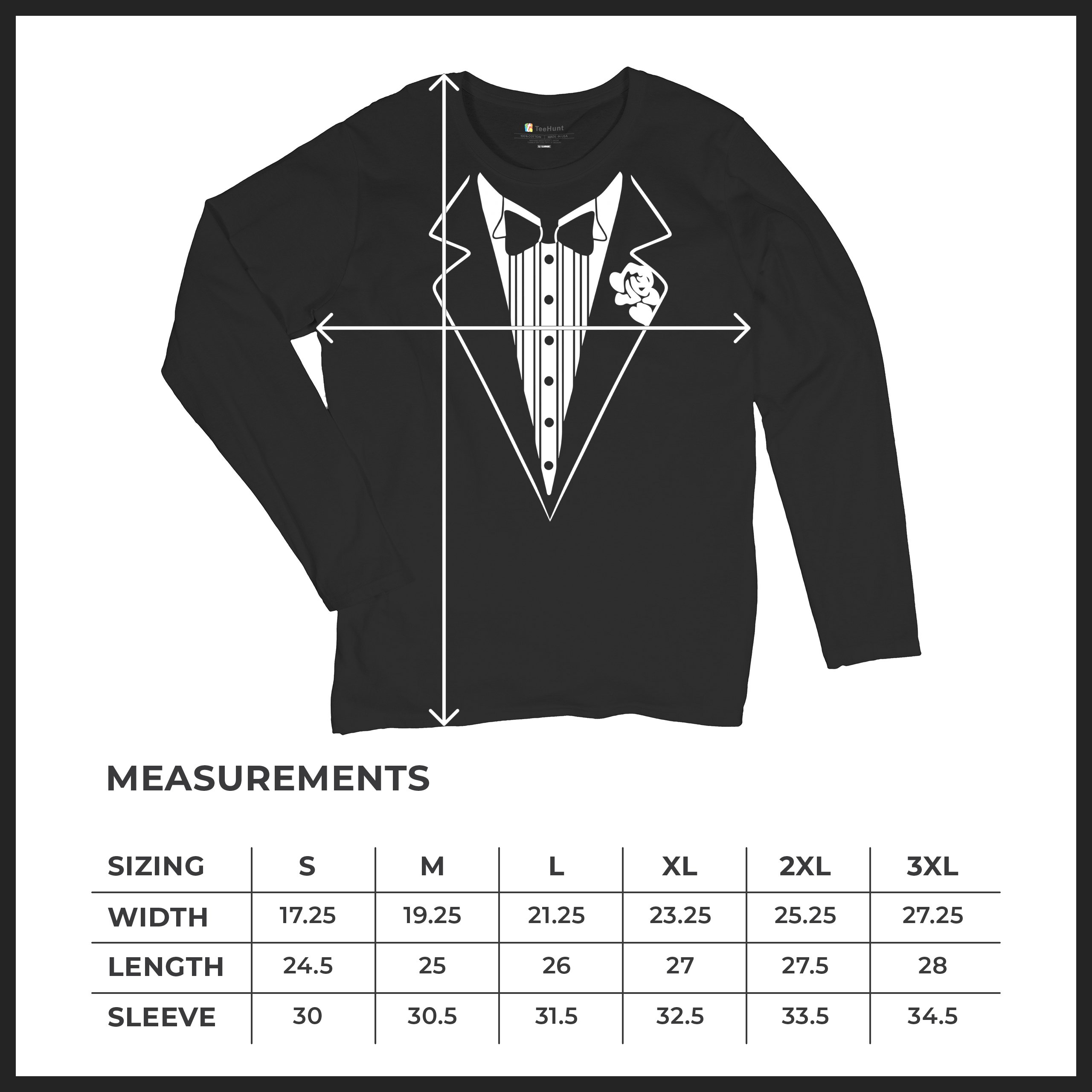 Tuxedo Funny Long Sleeve T-Shirt Tux Wedding Party - Picture 14 of 49