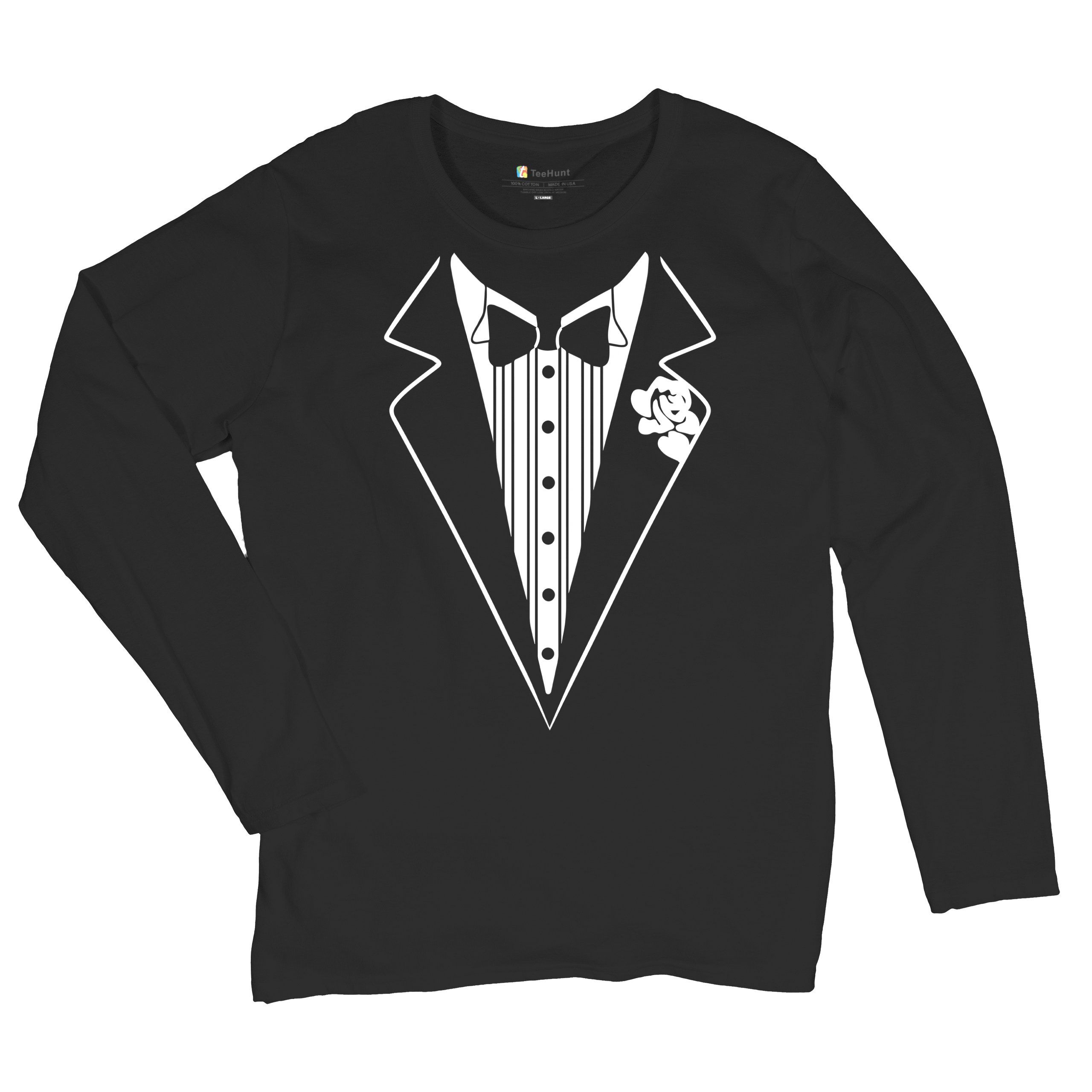 Tuxedo Funny Long Sleeve T-Shirt Tux Wedding Party - Picture 12 of 49