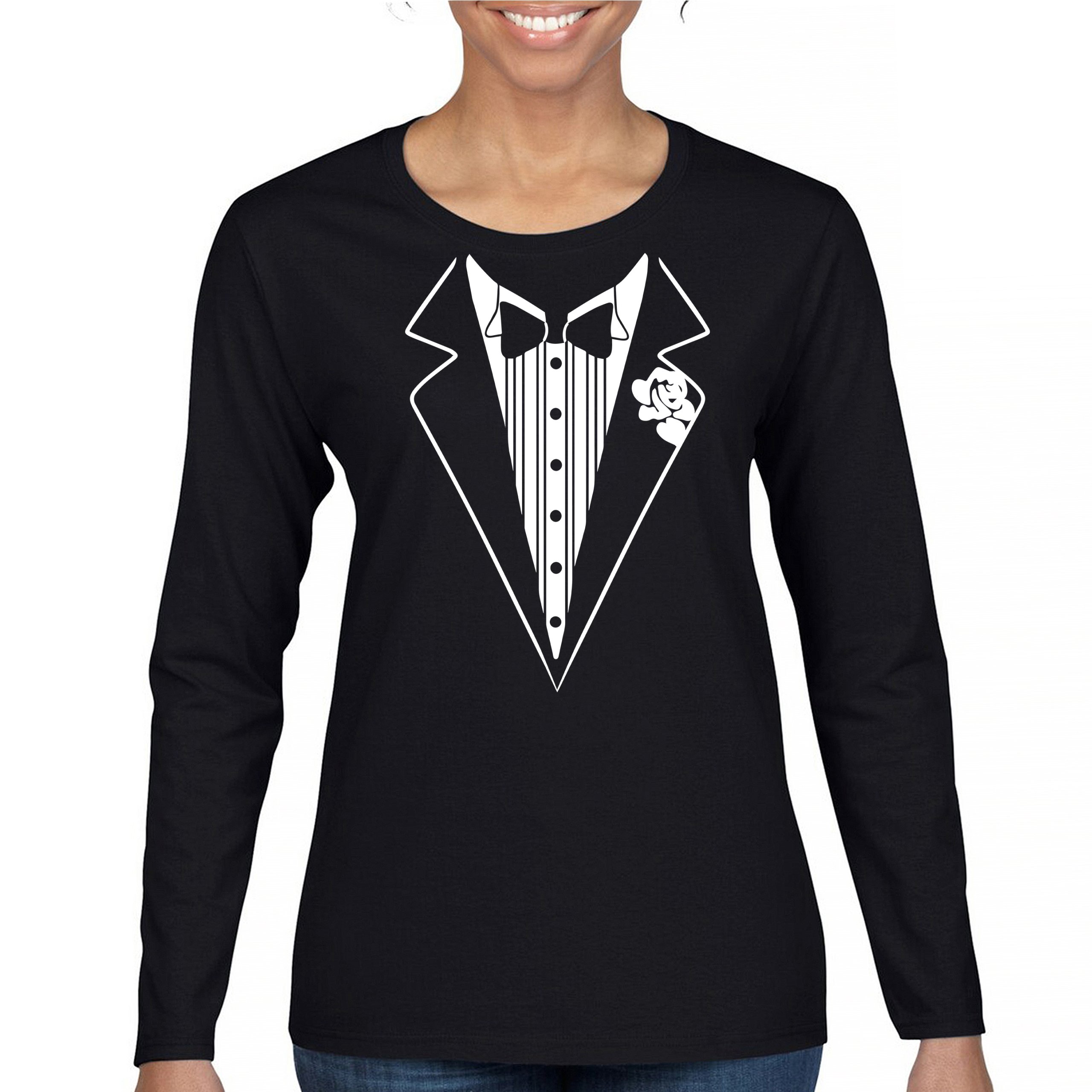 Tuxedo Funny Long Sleeve T-Shirt Tux Wedding Party - Picture 8 of 49