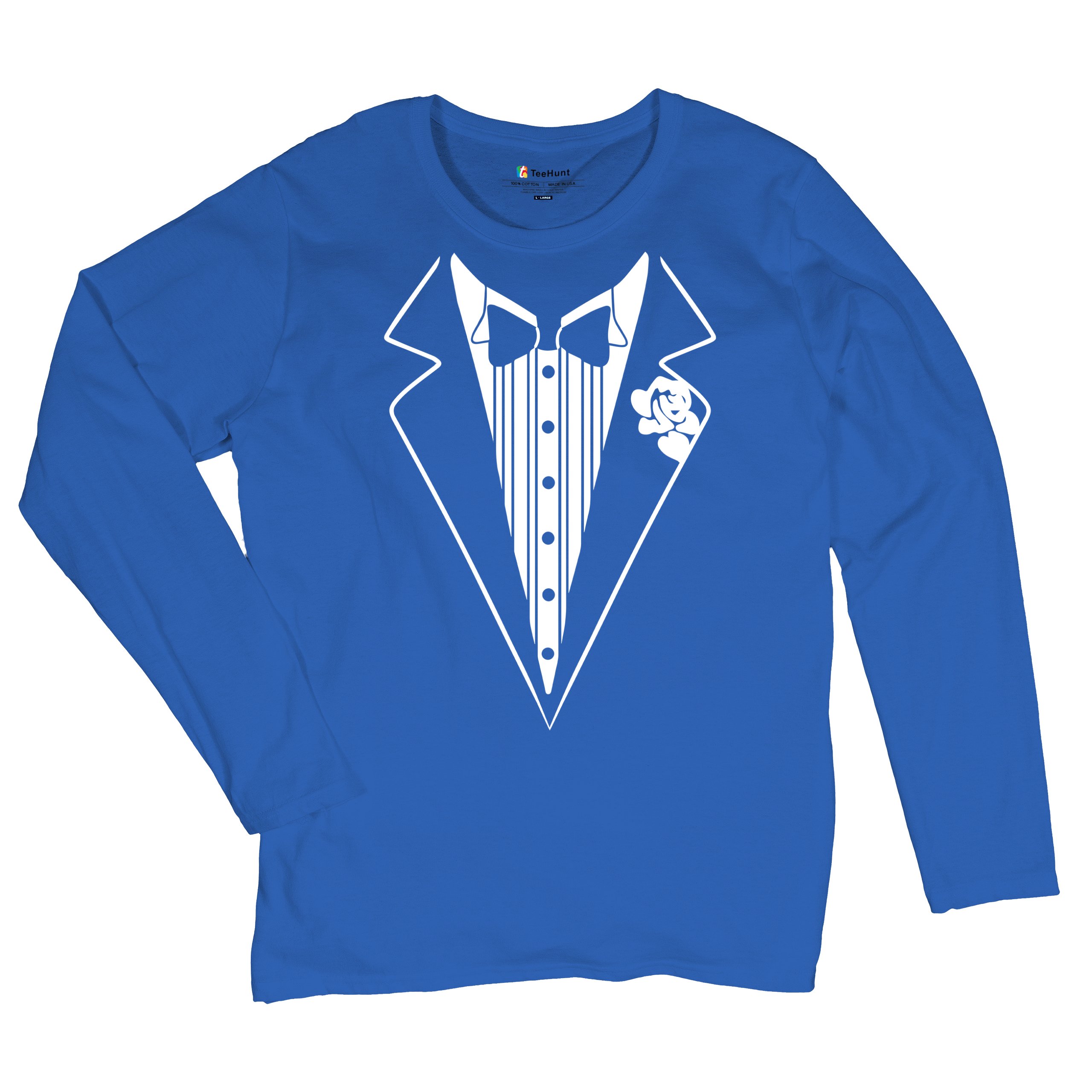 Tuxedo Funny Long Sleeve T-Shirt Tux Wedding Party - Picture 26 of 49