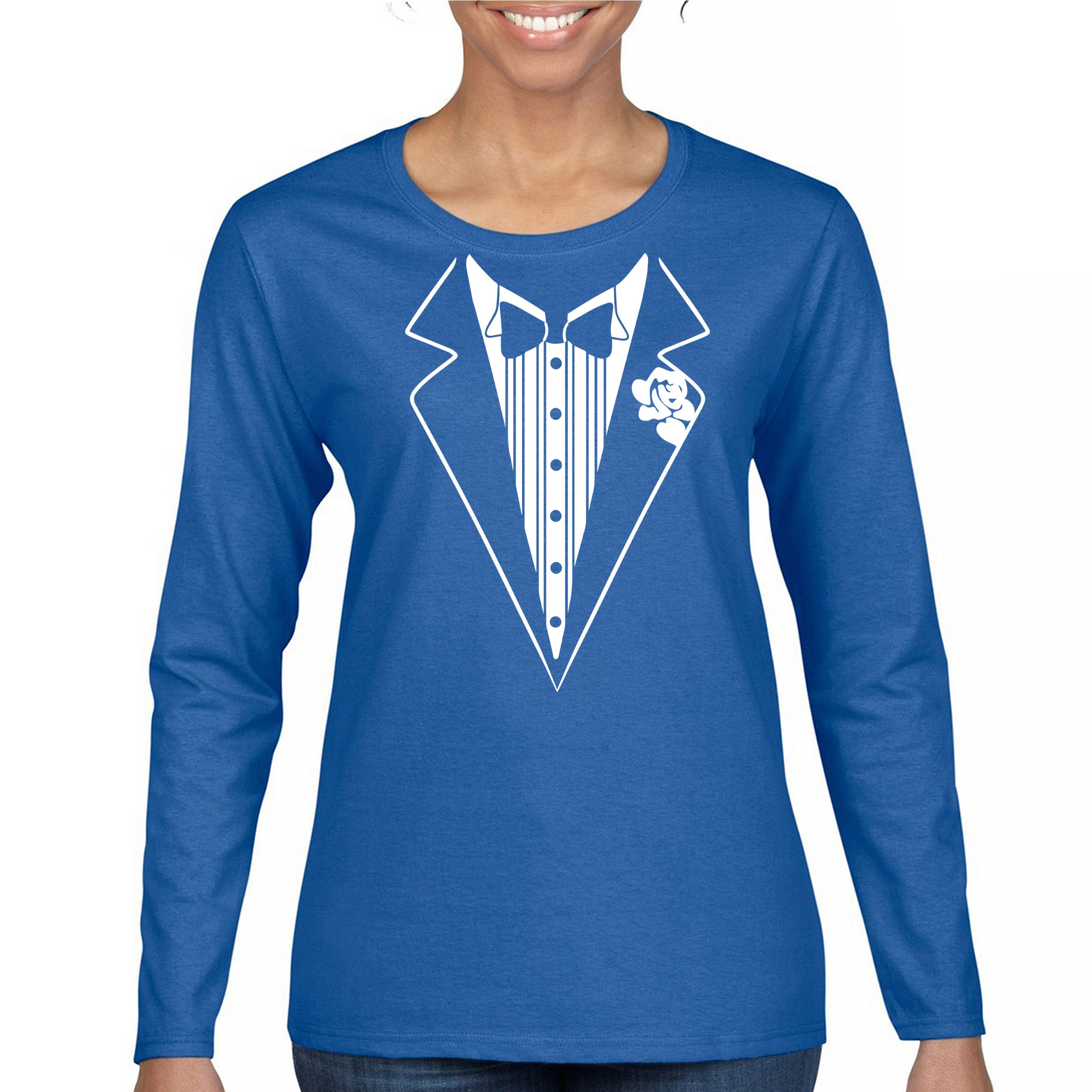 Tuxedo Funny Long Sleeve T-Shirt Tux Wedding Party - Picture 22 of 49