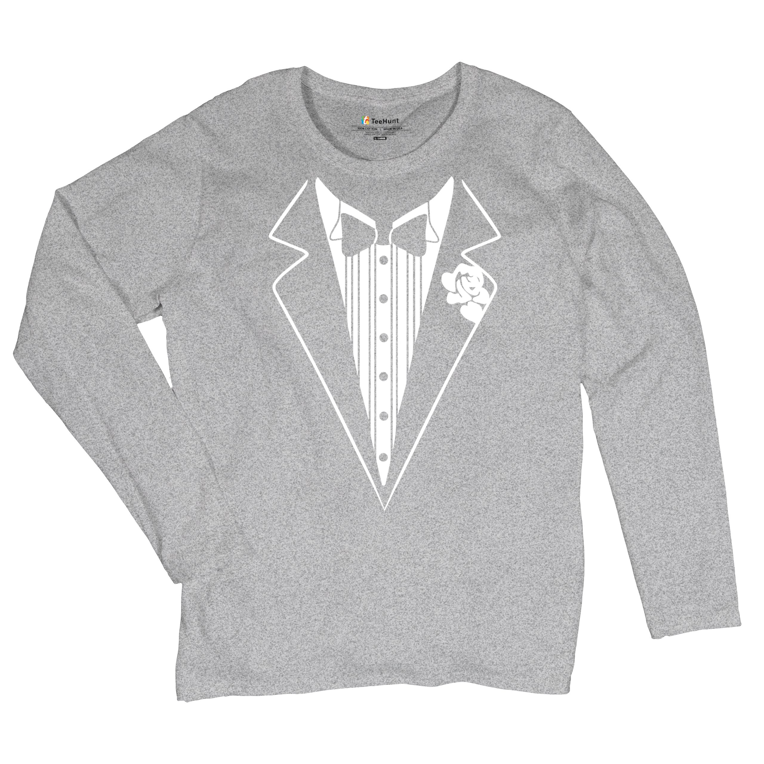 Tuxedo Funny Long Sleeve T-Shirt Tux Wedding Party - Picture 19 of 49