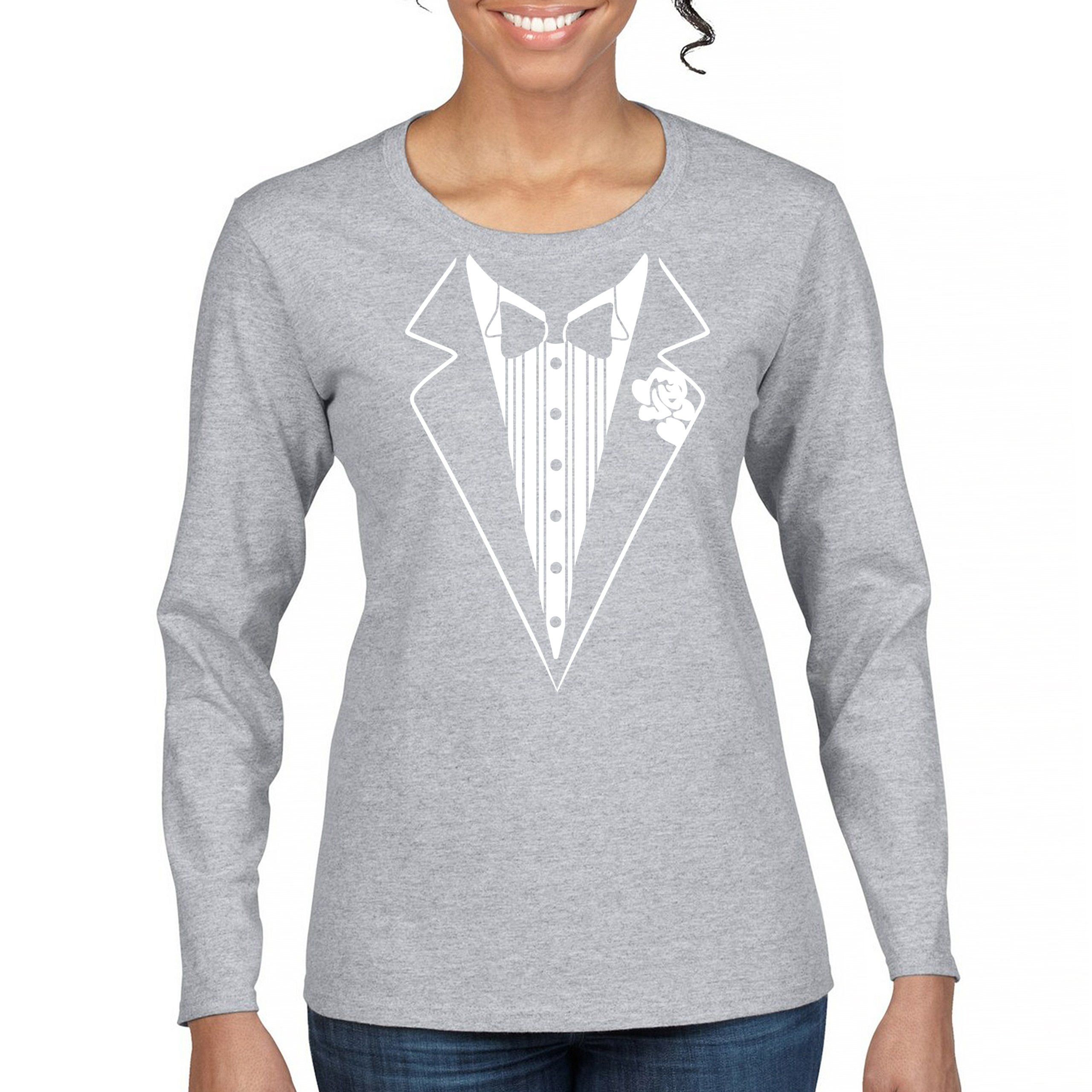 Tuxedo Funny Long Sleeve T-Shirt Tux Wedding Party - Picture 15 of 49