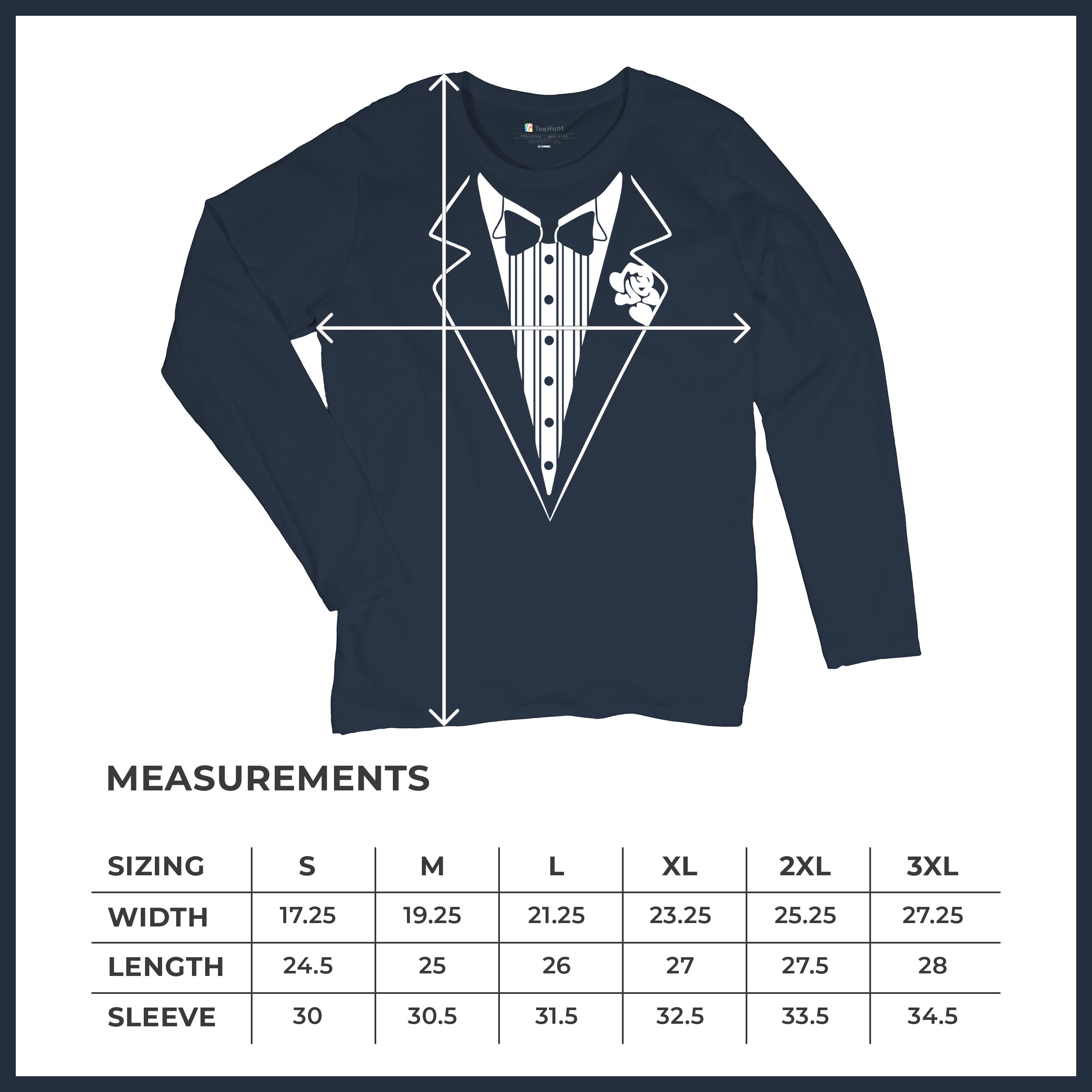 Tuxedo Funny Long Sleeve T-Shirt Tux Wedding Party - Picture 42 of 49