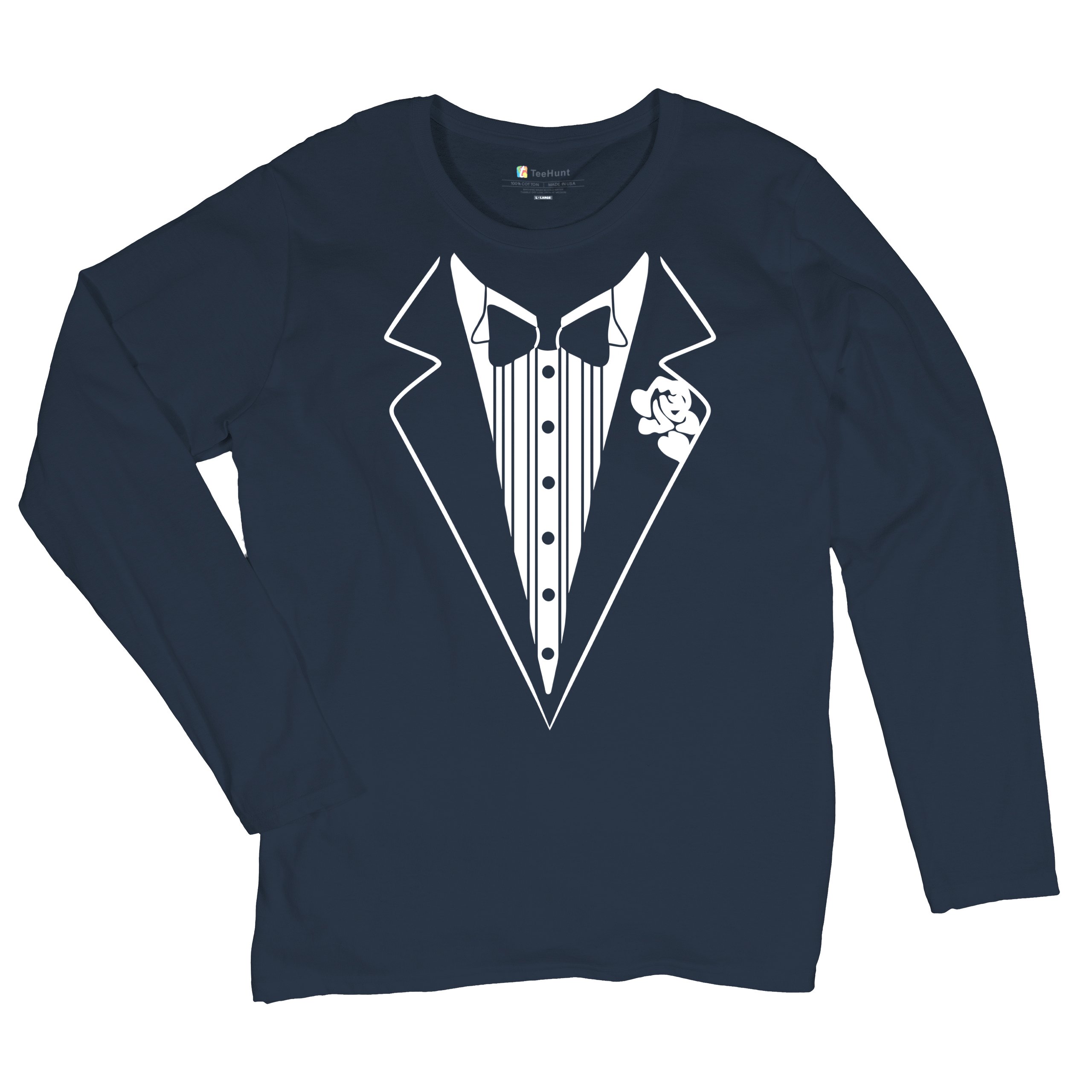 Tuxedo Funny Long Sleeve T-Shirt Tux Wedding Party - Picture 40 of 49