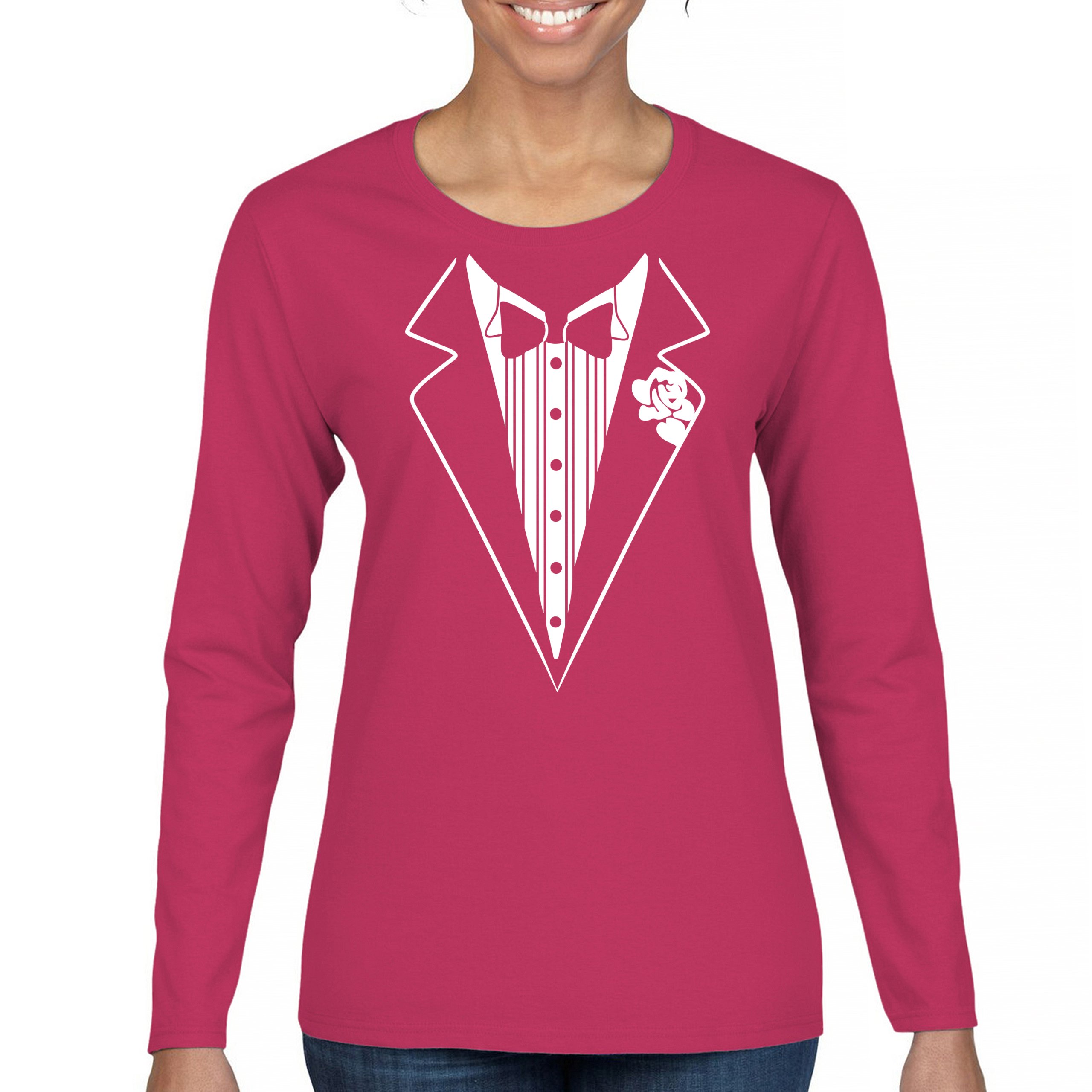 Tuxedo Funny Long Sleeve T-Shirt Tux Wedding Party - Picture 43 of 49