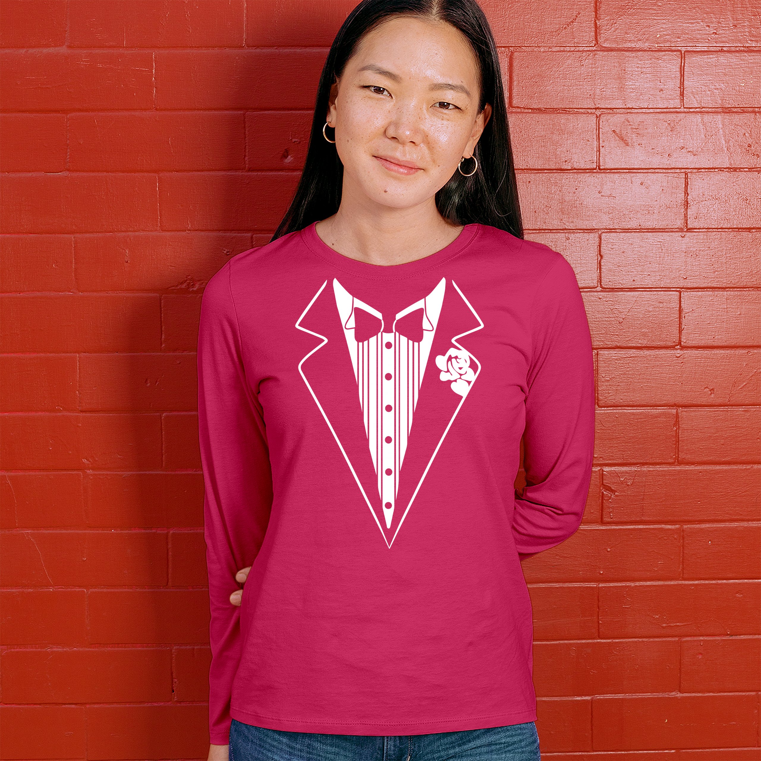 Tuxedo Funny Long Sleeve T-Shirt Tux Wedding Party - Picture 46 of 49