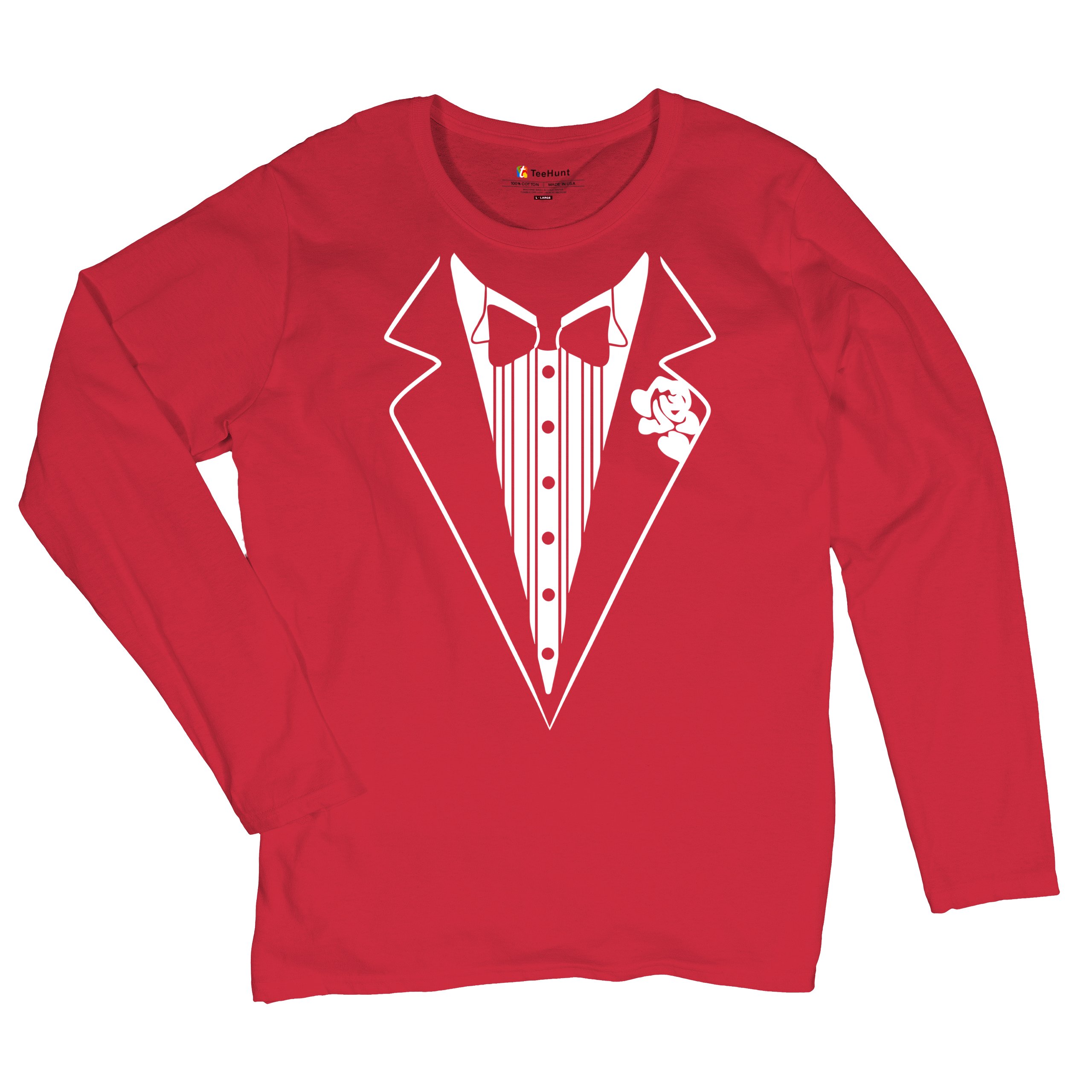 Tuxedo Funny Long Sleeve T-Shirt Tux Wedding Party - Picture 33 of 49