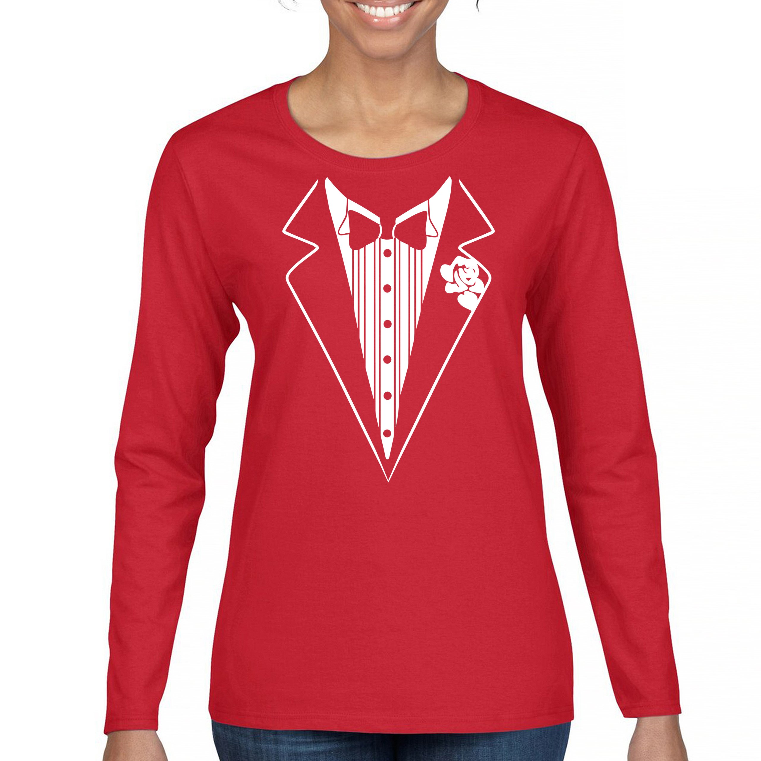 Tuxedo Funny Long Sleeve T-Shirt Tux Wedding Party - Picture 29 of 49