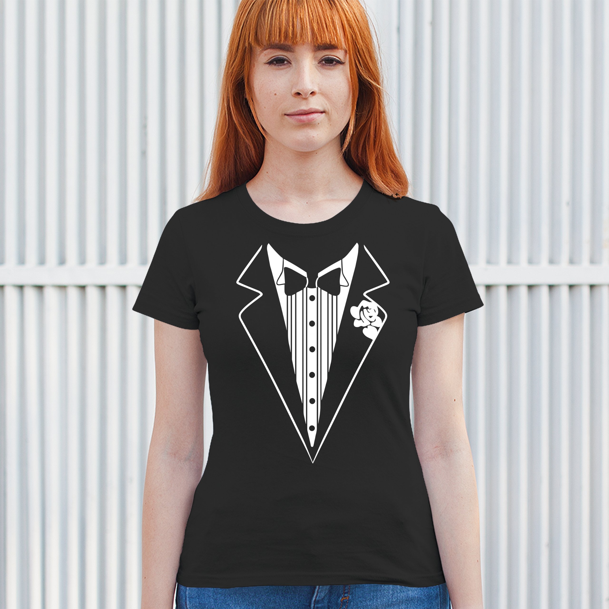 Tuxedo Funny Cotton T-Shirt Tux Wedding Party - Picture 11 of 49