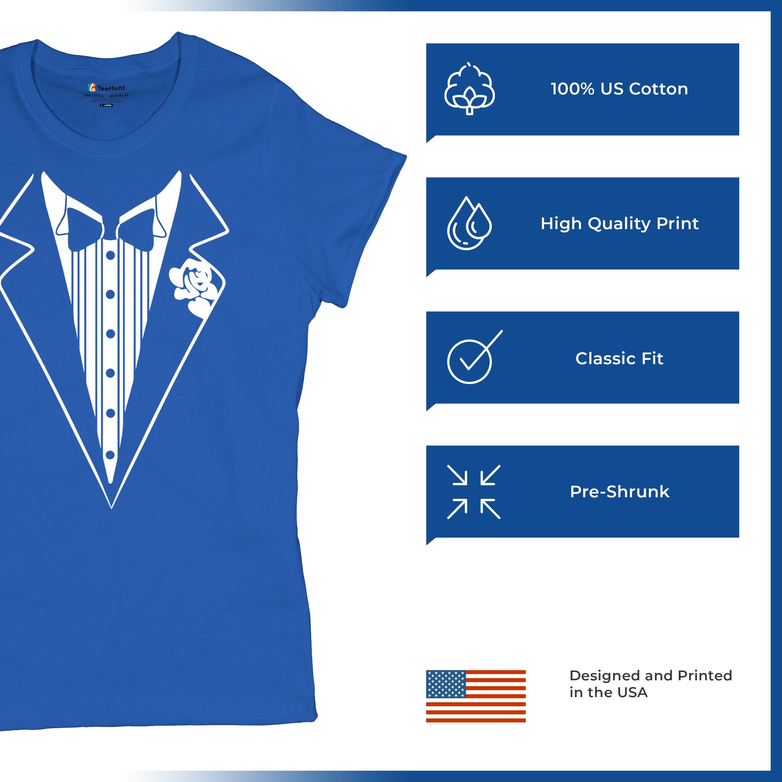 Tuxedo Funny Cotton T-Shirt Tux Wedding Party - Picture 27 of 49