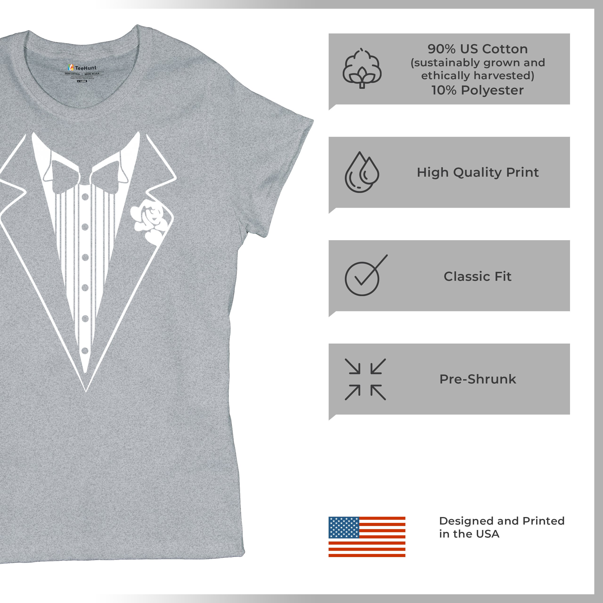 Tuxedo Funny Cotton T-Shirt Tux Wedding Party - Picture 48 of 49